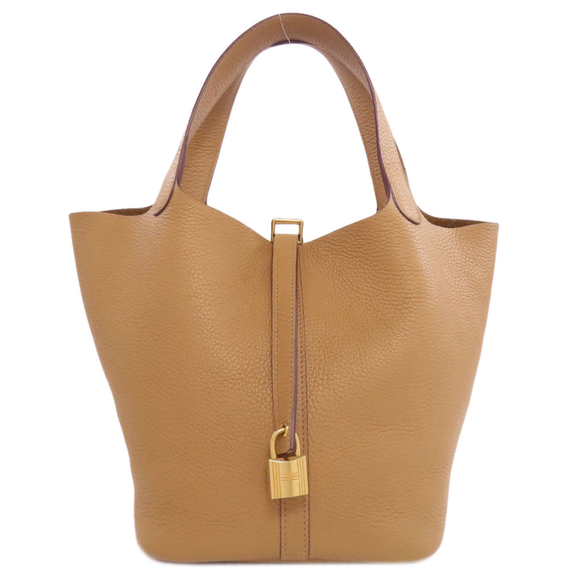Hermes Camel Taurillon Clemence Leather Handbag (Pre-Owned)