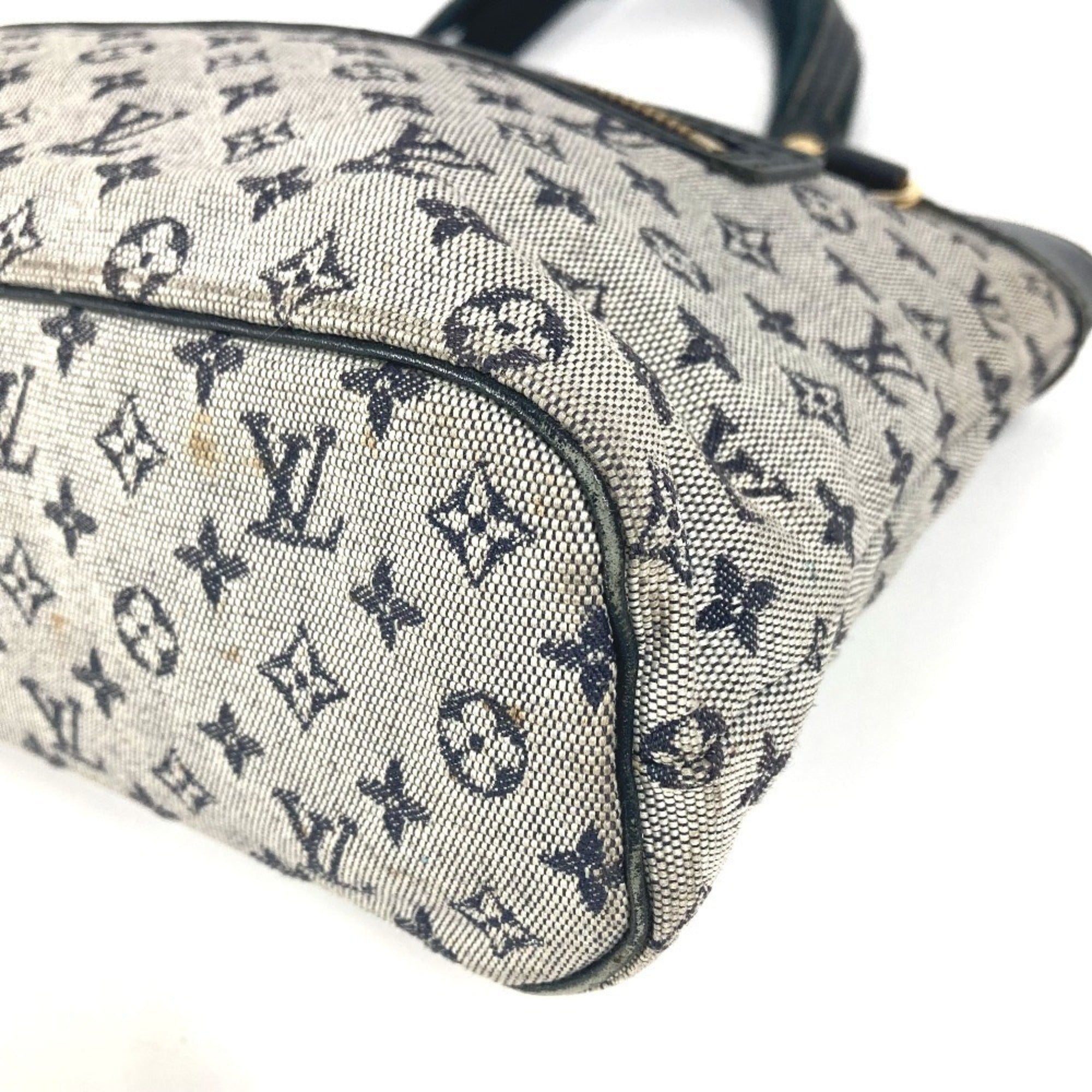 Louis Vuitton Navy Monogram Mini Canvas Leather Handbag Shoulder Bag Tote Bag (Pre-Owned)