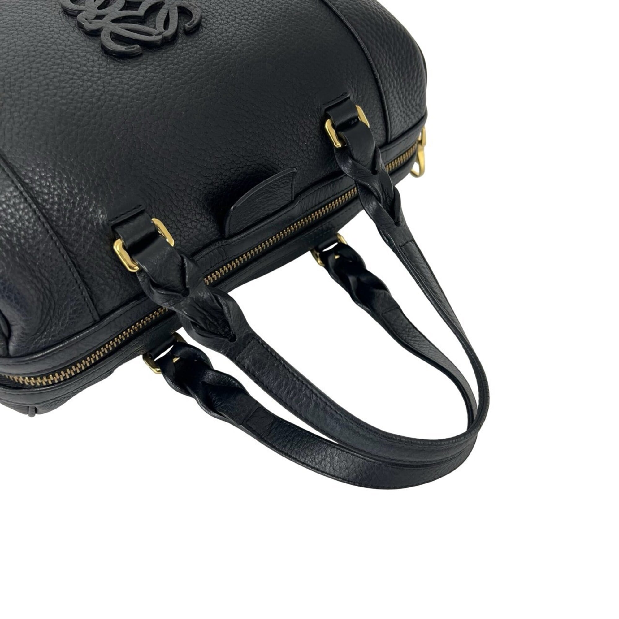 Loewe Black Leather Boston Bag Handbag Shoulder Bag (Pre-Owned)