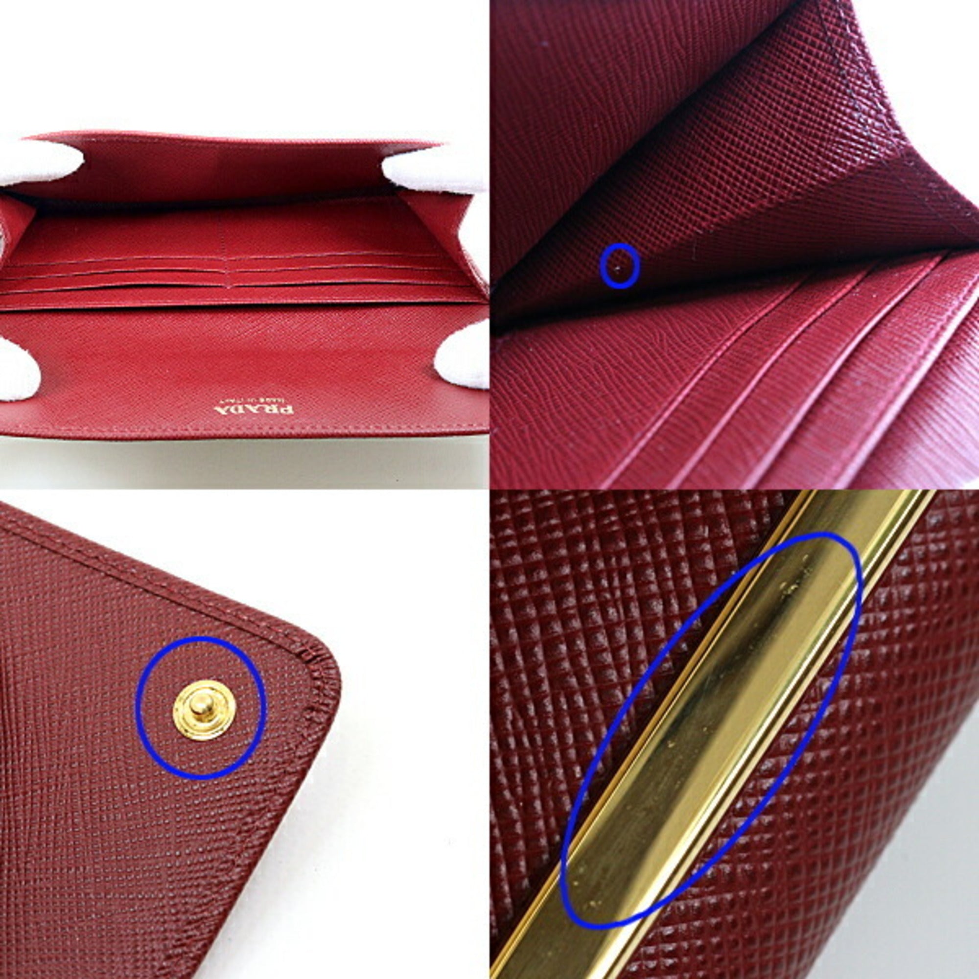 Prada Bordeaux Saffiano Long Wallet (Bi-Fold) (Pre-Owned)