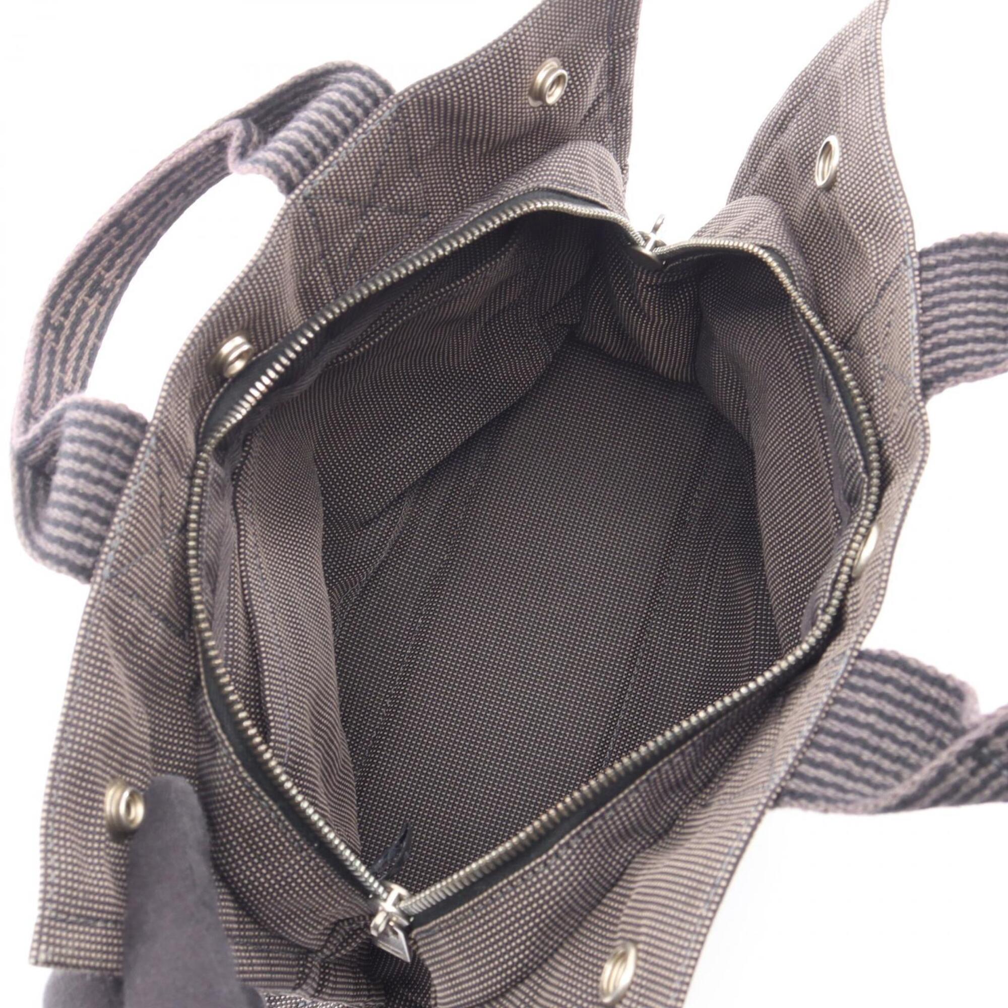 Hermes Gray Nylon Canvas Handbag Tote Bag (Pre-Owned)