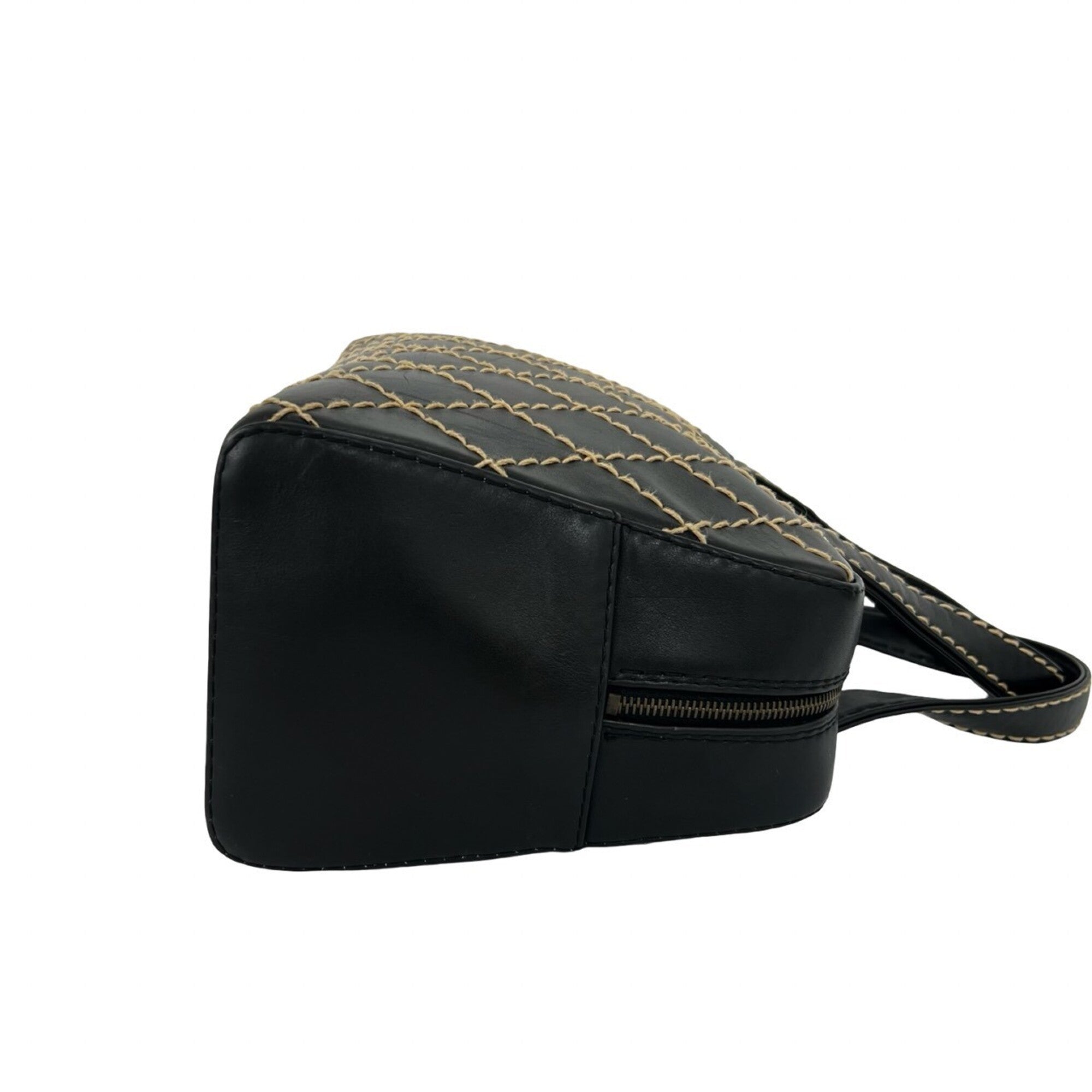 Chanel Black Leather Boston Bag Handbag (Pre-Owned)
