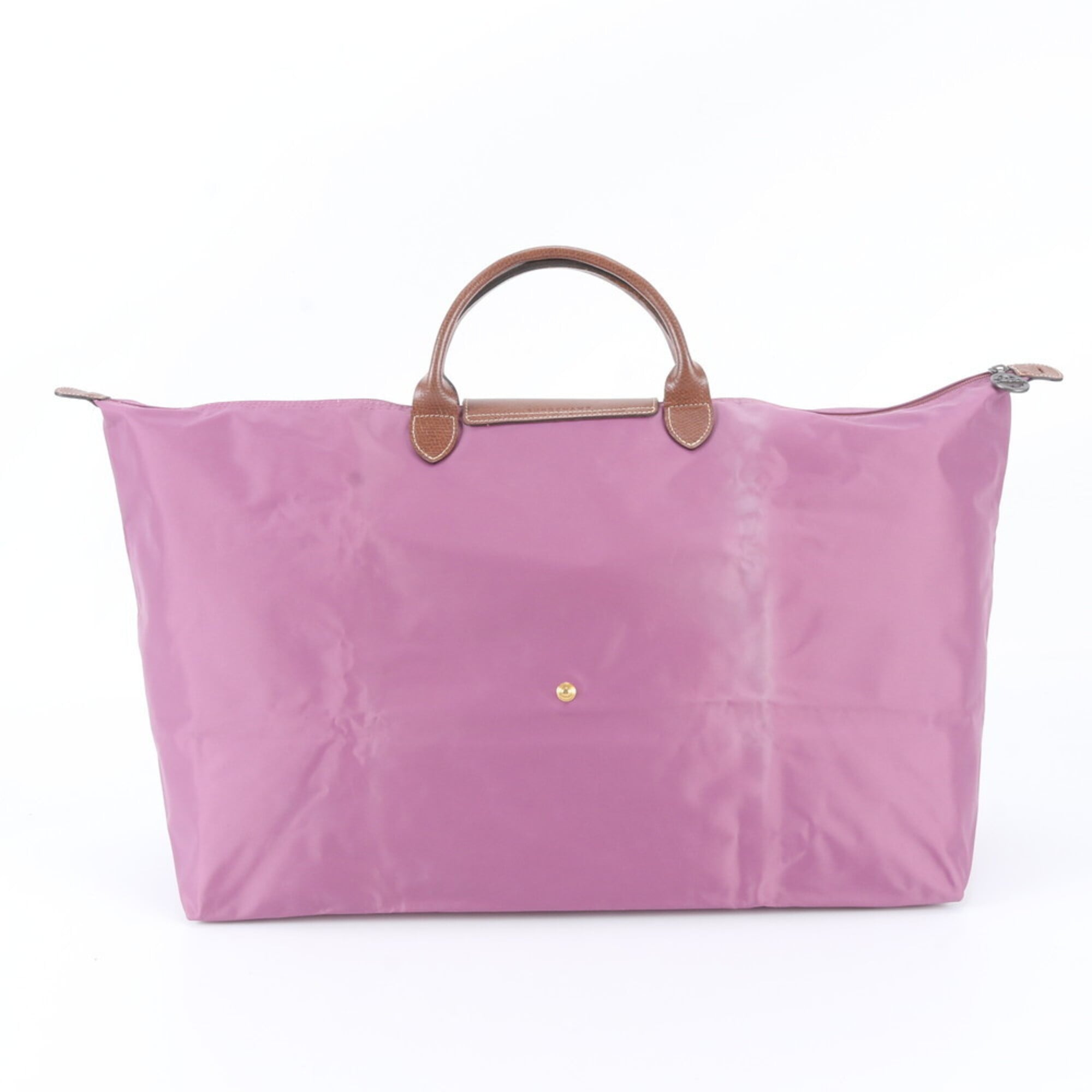Longchamp Purple Leather Nylon Handbag Shoulder Bag Tote Bag (Pre-Owned)