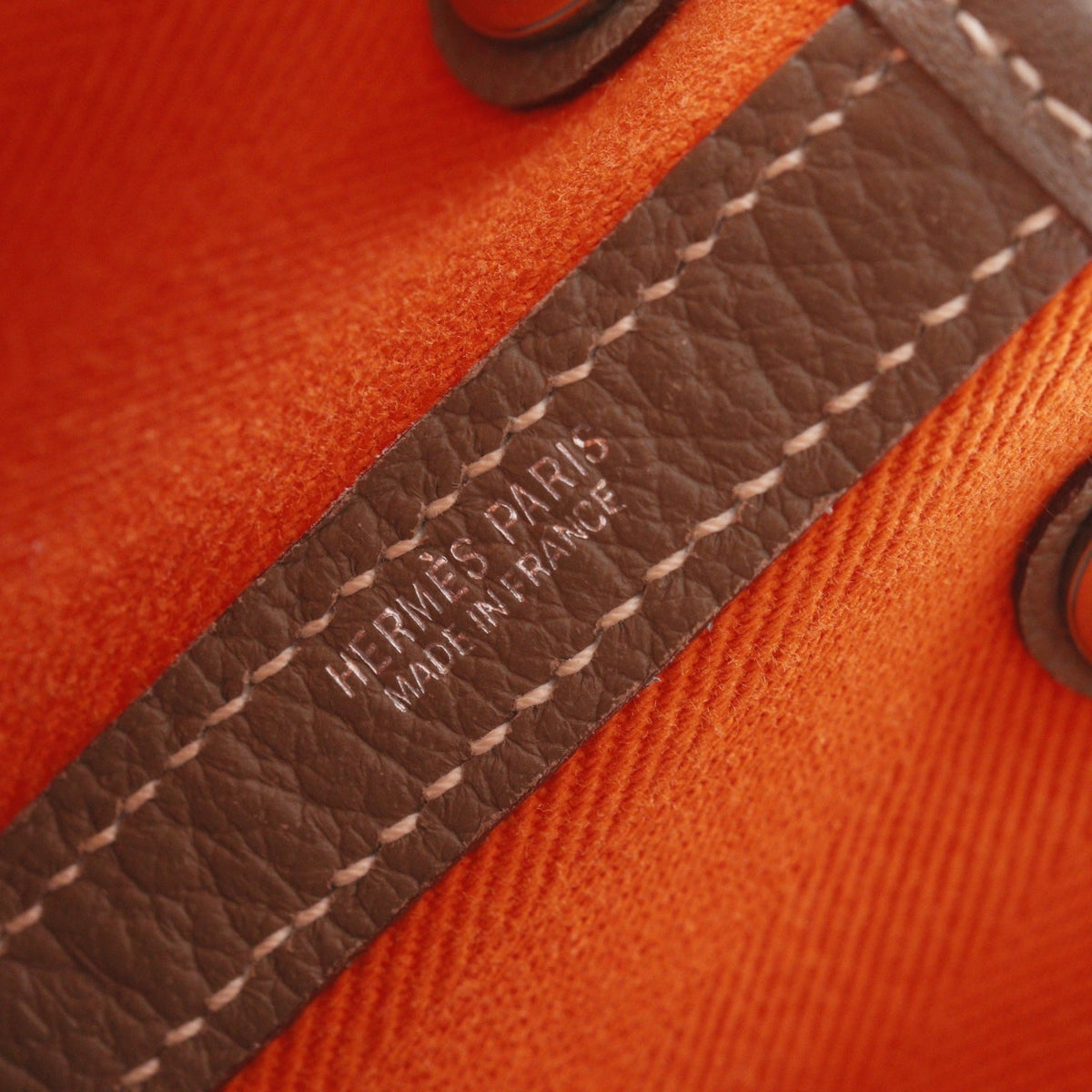 Hermes Brown Orange Toile Chevron Negonda Leather Handbag (Pre-Owned)