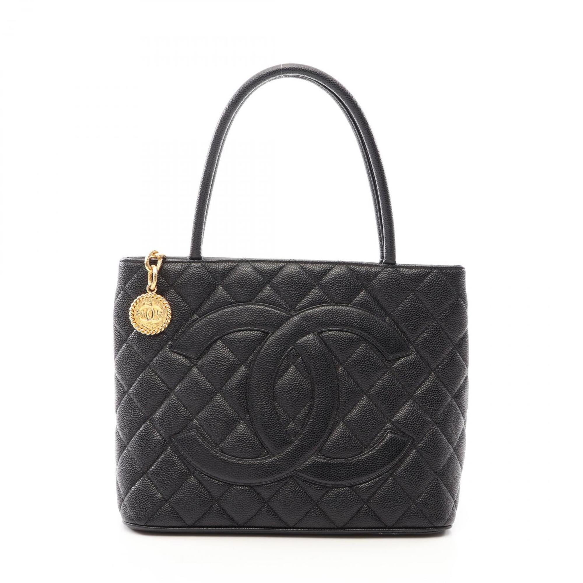 Chanel Black Grained Calfskin Handbag Tote Bag (Pre-Owned)