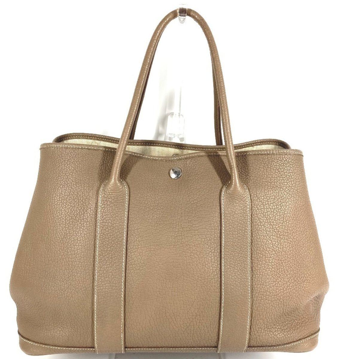 Hermes Beige Etoupe Gray Negonda Leather Handbag Shoulder Bag Tote Bag (Pre-Owned)
