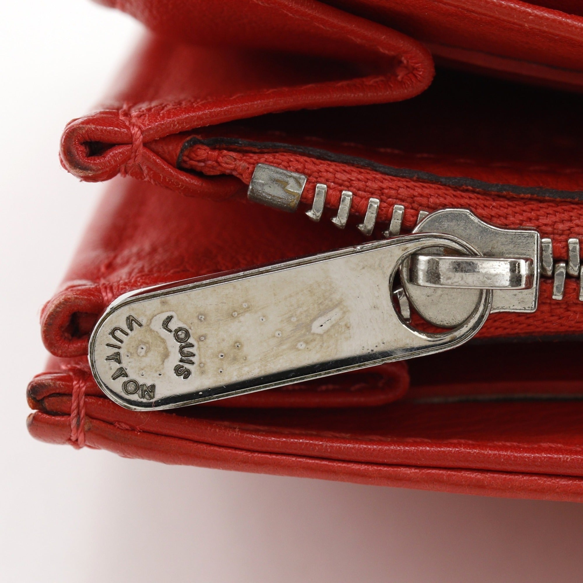 Louis Vuitton Red Color Monogram Mahina Leather Long Wallet (Bi-Fold) (Pre-Owned)