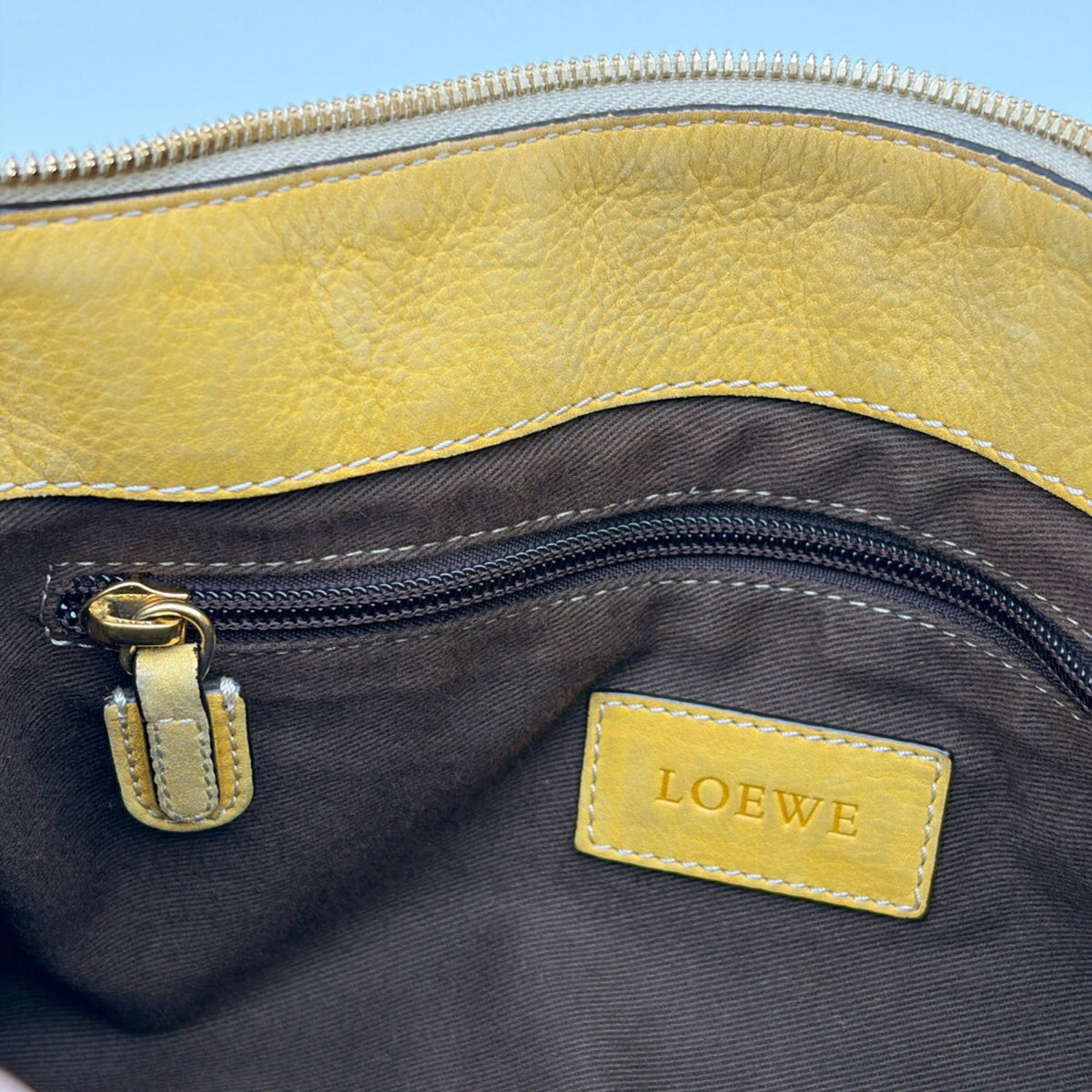 Loewe Beige Yellow Canvas Leather Shoulder Bag (Pre-Owned)