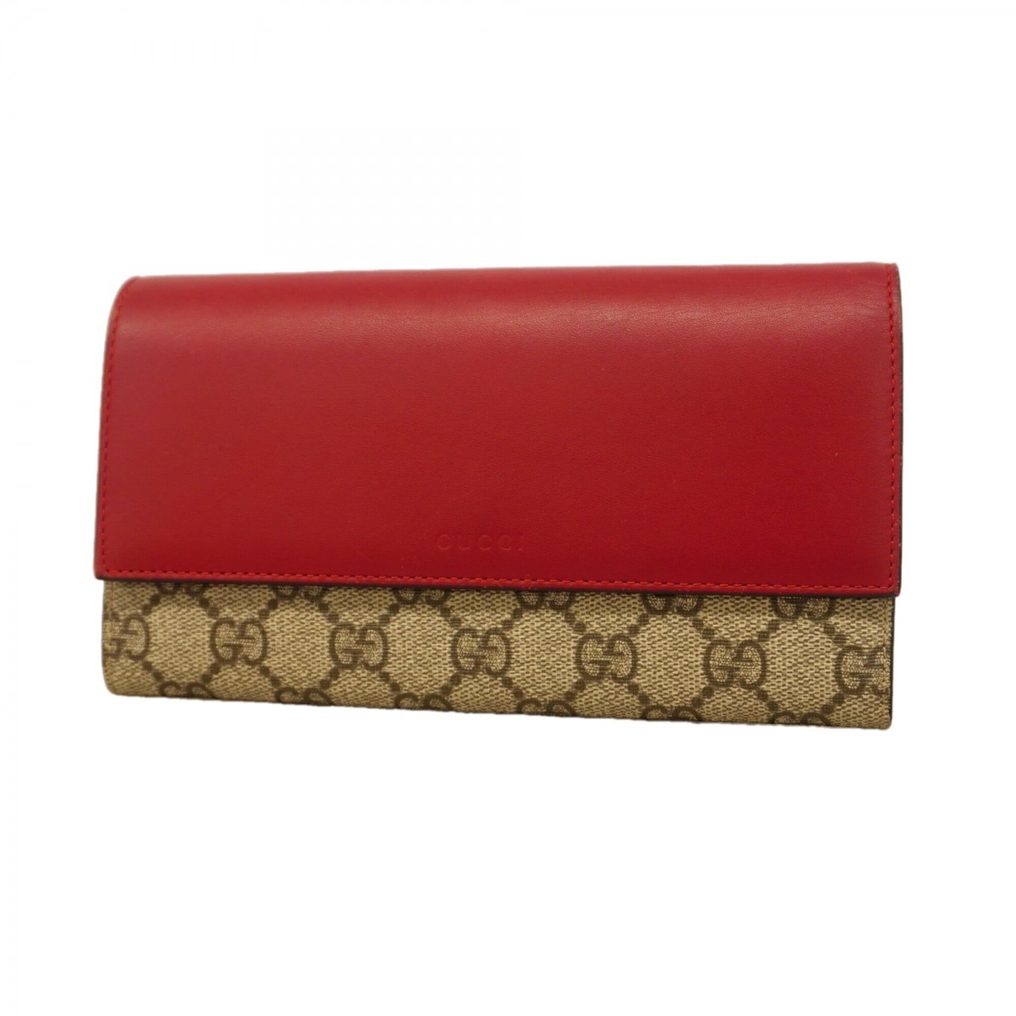 Gucci Brown Red Color Pvc Long Wallet (Bi-Fold) (Pre-Owned)