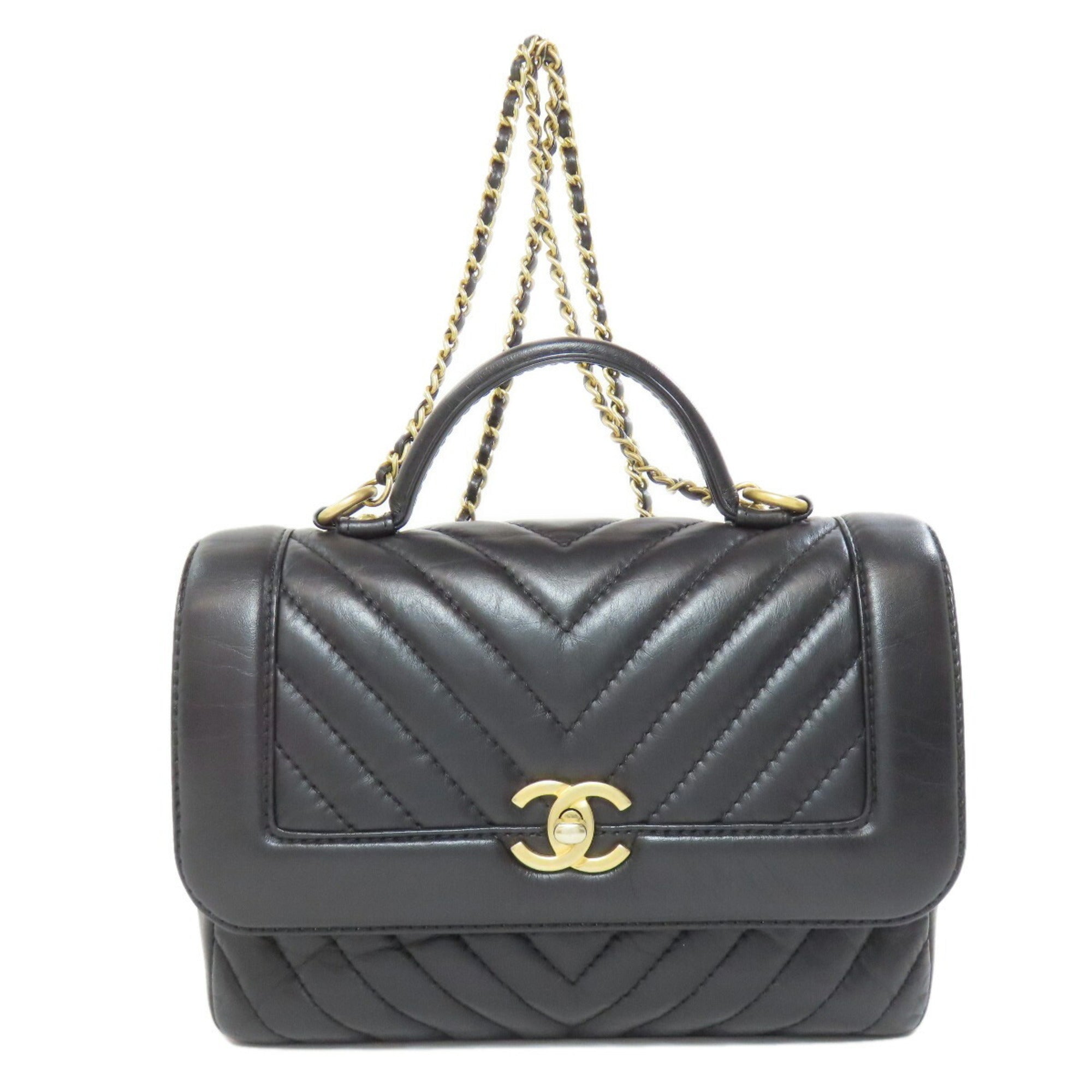 Chanel Black Leather Handbag (Pre-Owned)