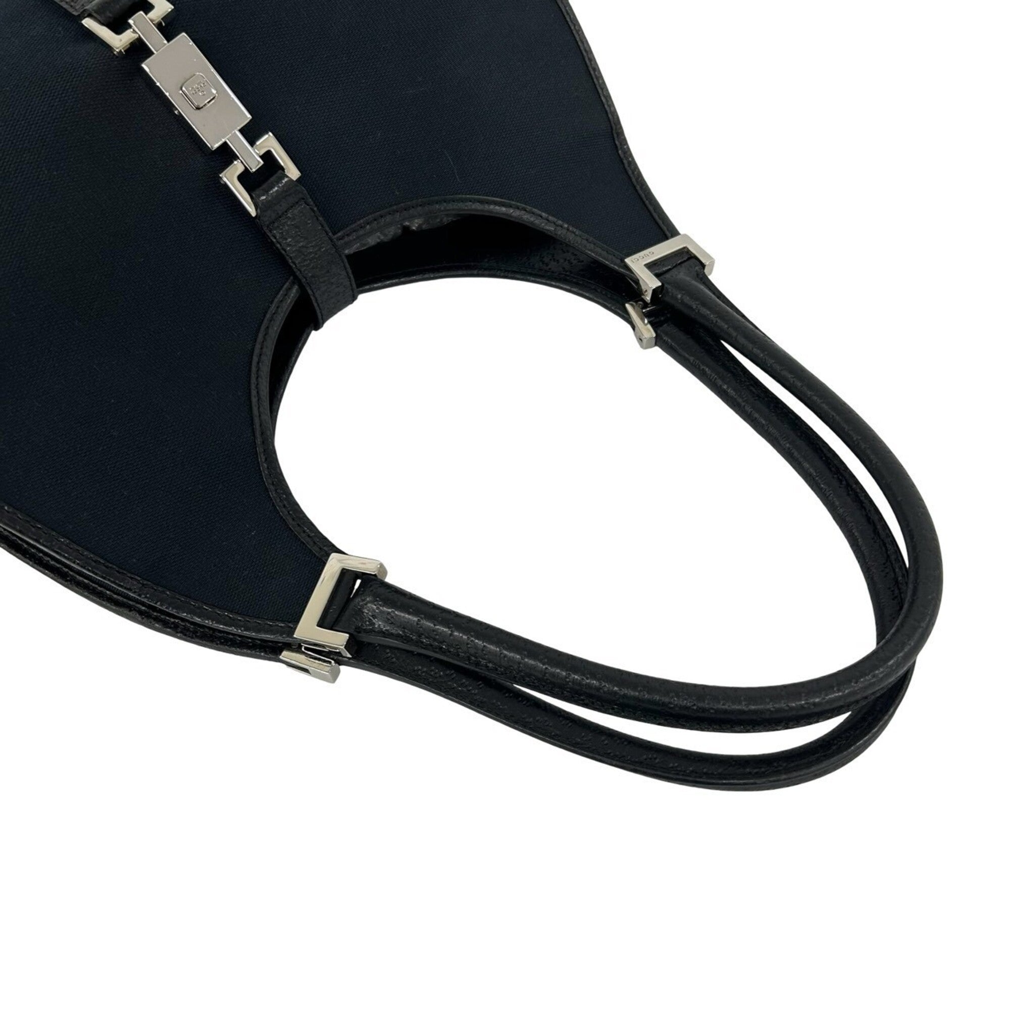 Gucci Black Canvas Leather Handbag Shoulder Bag Tote Bag (Pre-Owned)