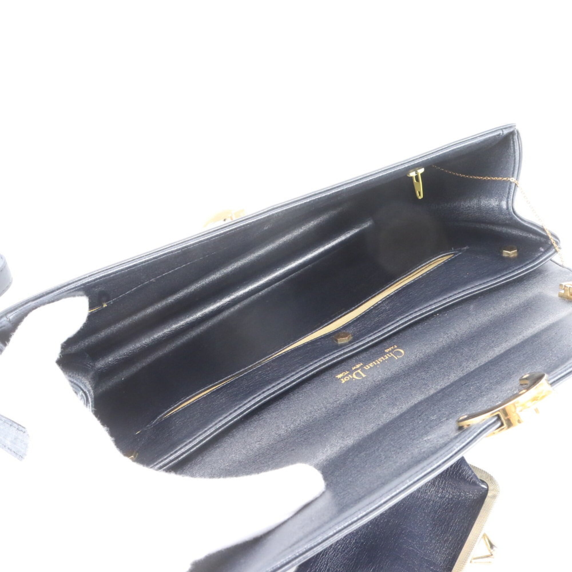 Christian Dior Navy Leather Crossbody Bag Pouch Shoulder Bag (Pre-Owned)