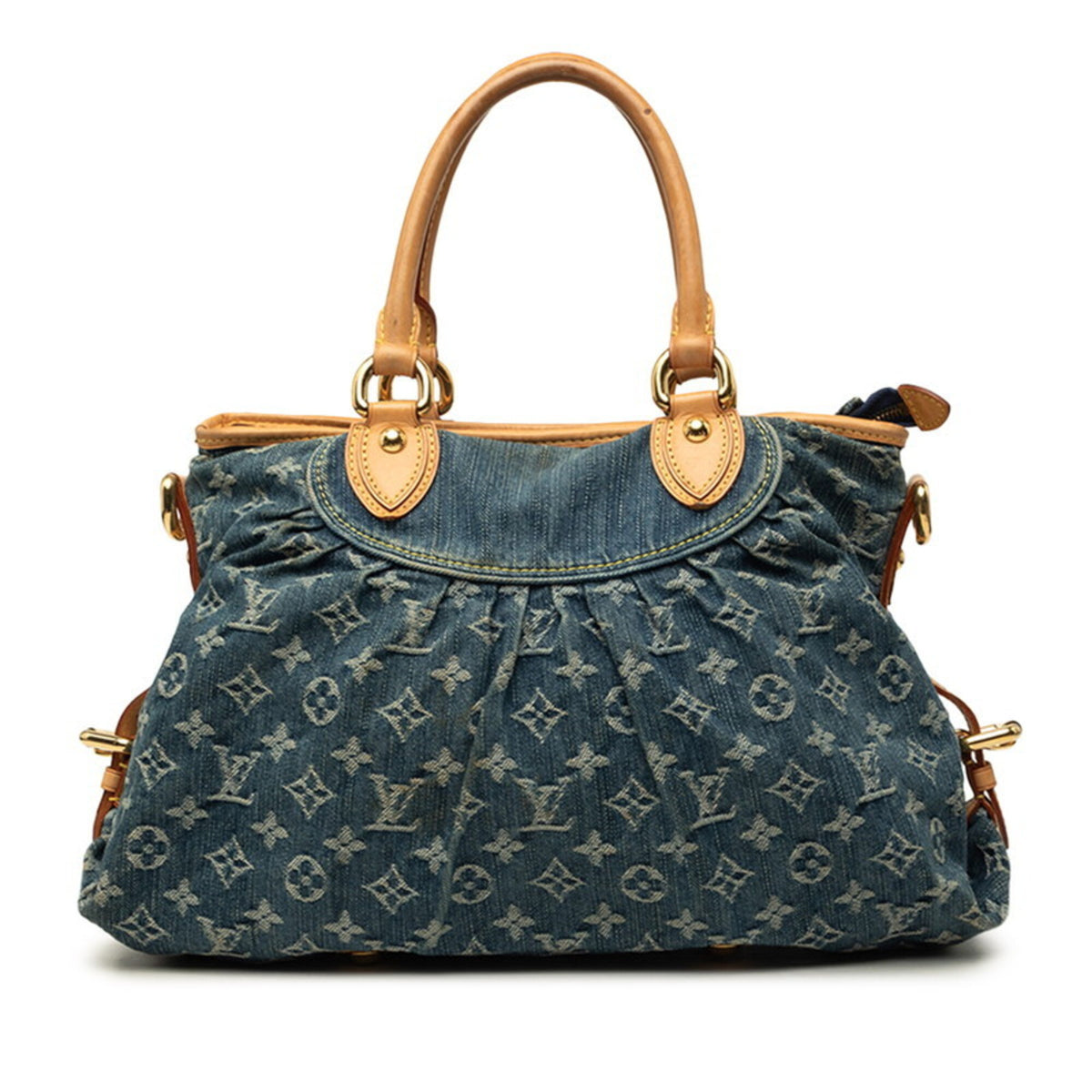 Louis Vuitton Blue Denim Leather Handbag Tote Bag (Pre-Owned)