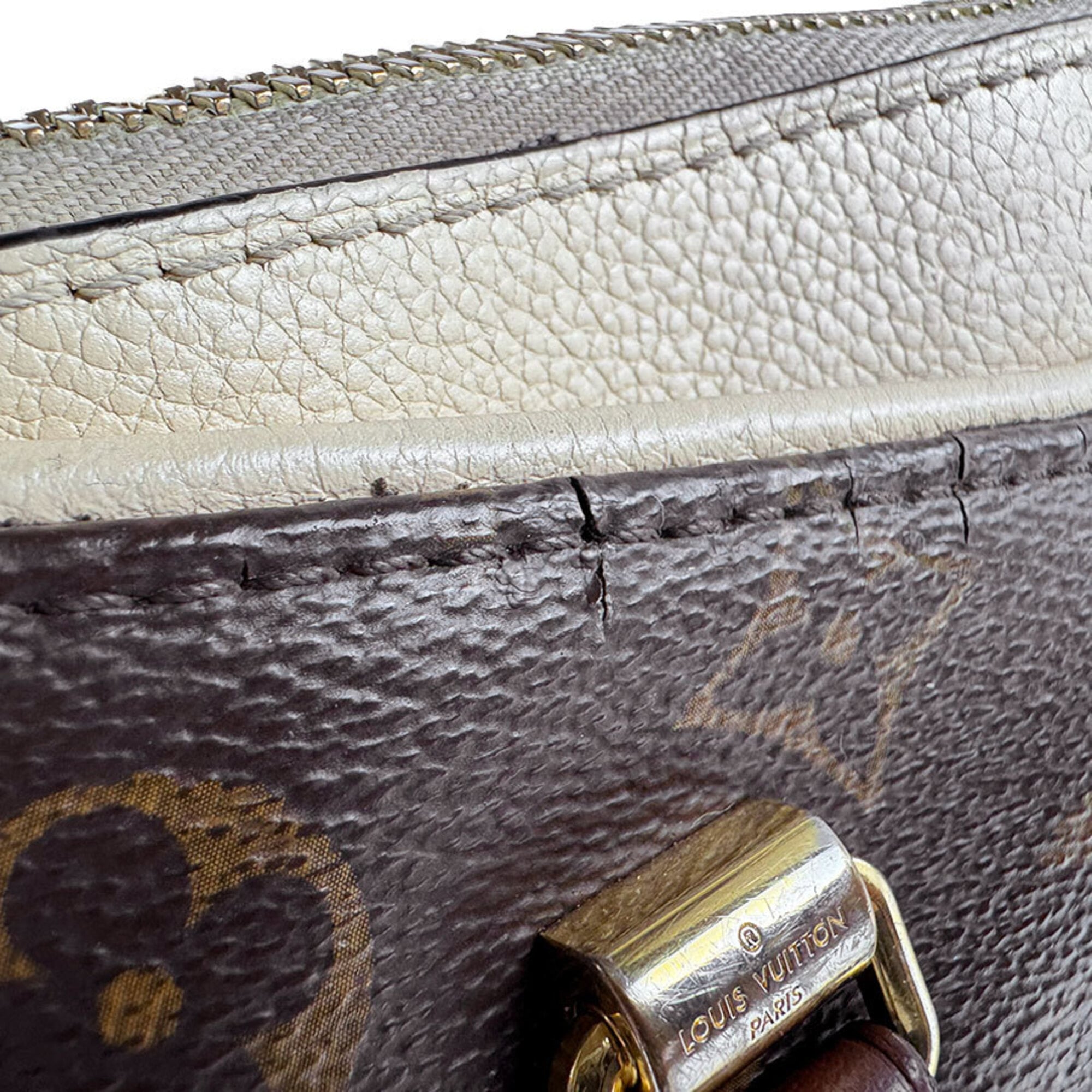Louis Vuitton Brown Light Beige Monogram Monogram Leather Handbag (Pre-Owned)