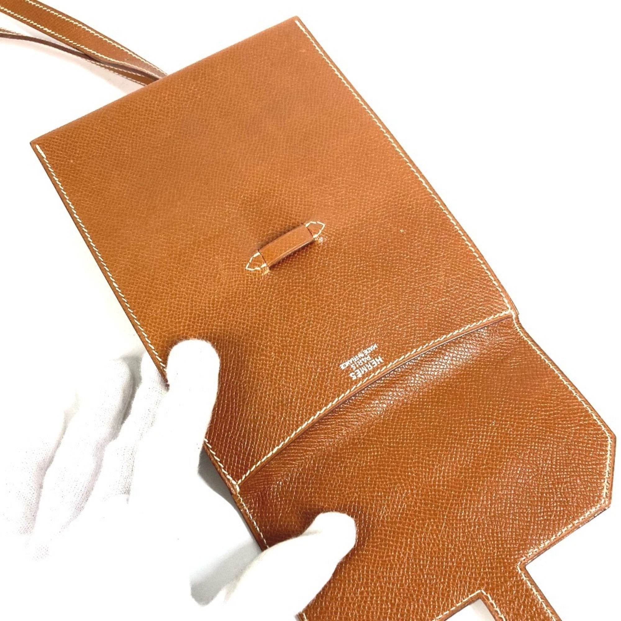 Hermes Brown Leather Pochette Shoulder Bag (Pre-Owned)