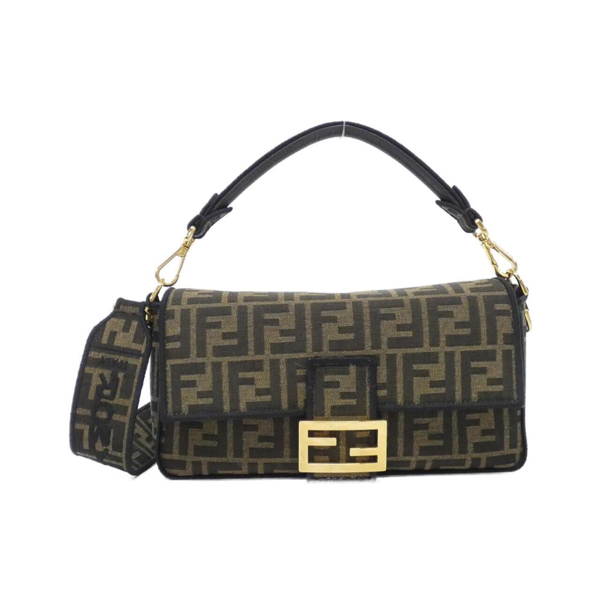 Fendi Baguette Black Brown Nylon Shoulder Bag (Pre-Owned)