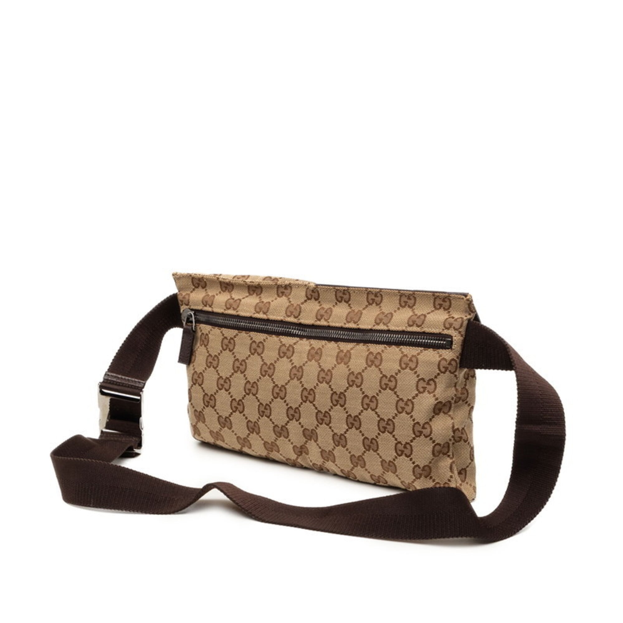 Gucci Beige Brown Canvas Leather Fanny Pack (Pre-Owned)