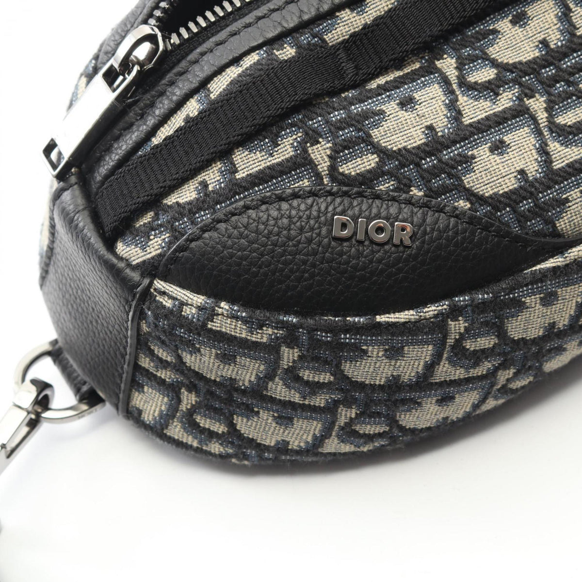 Christian Dior Beige Black Navy Canvas Leather Fanny Pack (Pre-Owned)