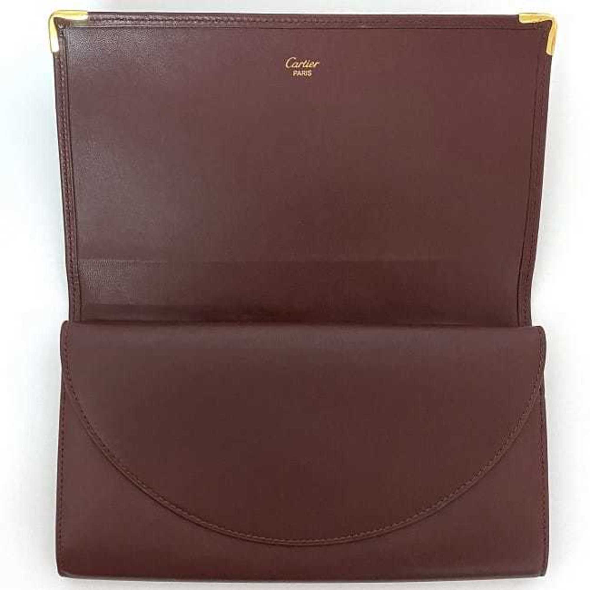 Cartier Bordeaux Leather Long Wallet (Bi-Fold) (Pre-Owned)