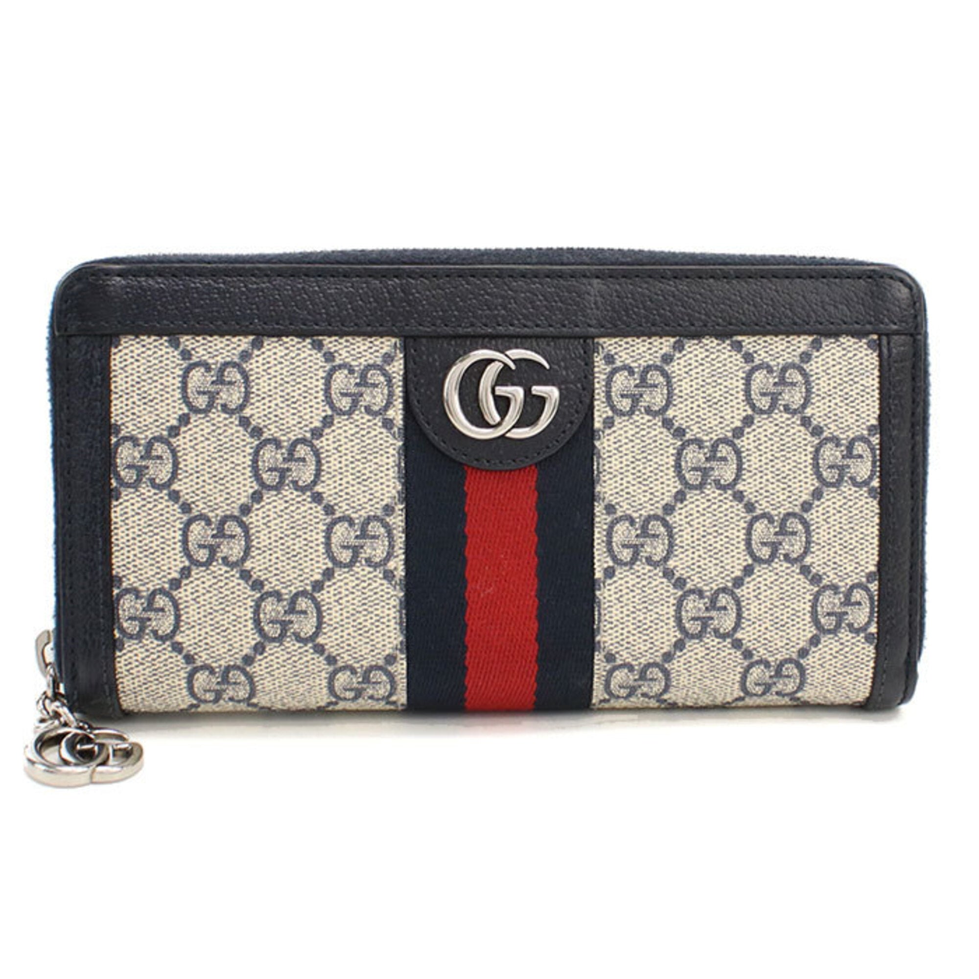 Gucci Navy Gg Supreme Leather Long Wallet (Bi-Fold) (Pre-Owned)