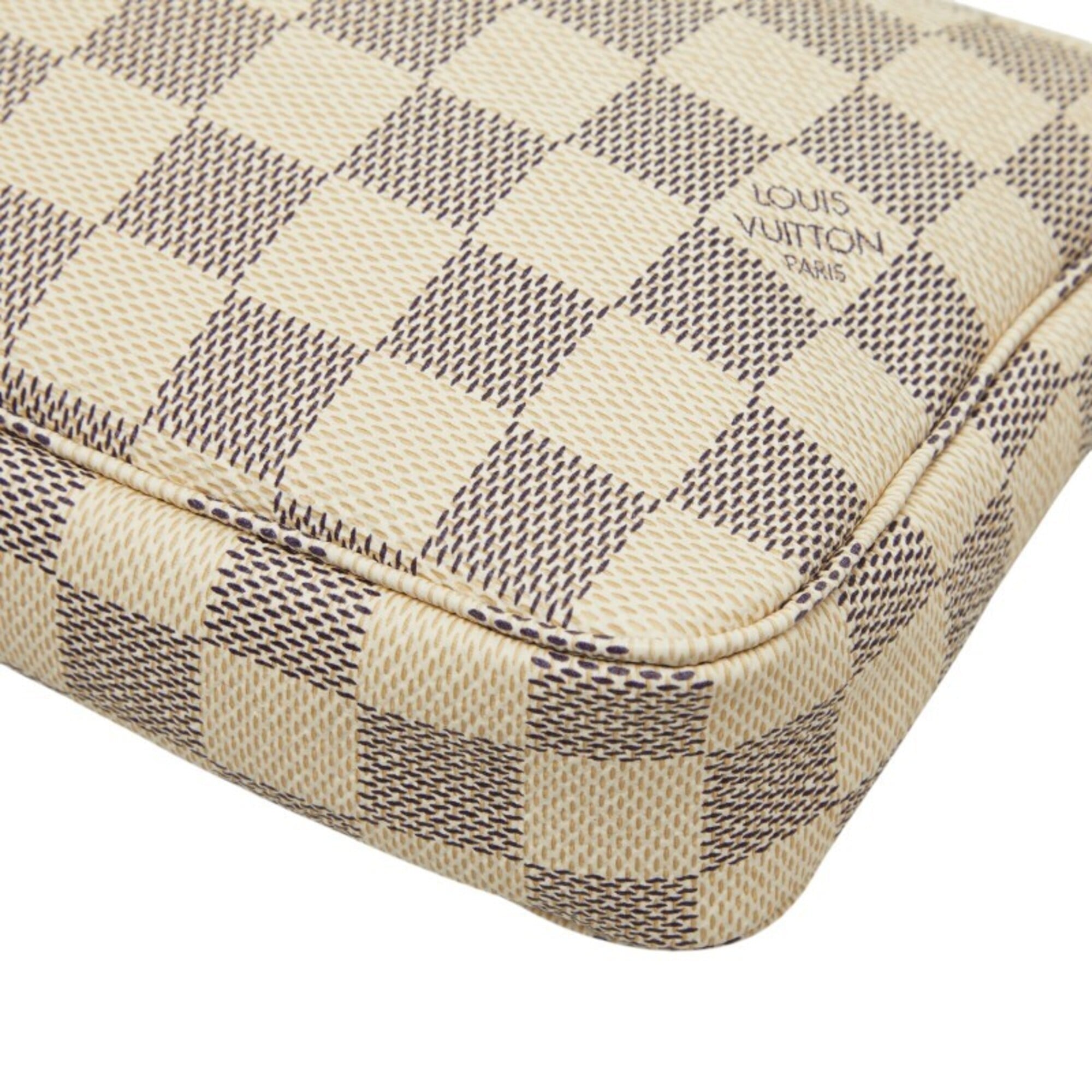 Louis Vuitton Damier Azur White Pvc Leather Handbag Pochette (Pre-Owned)