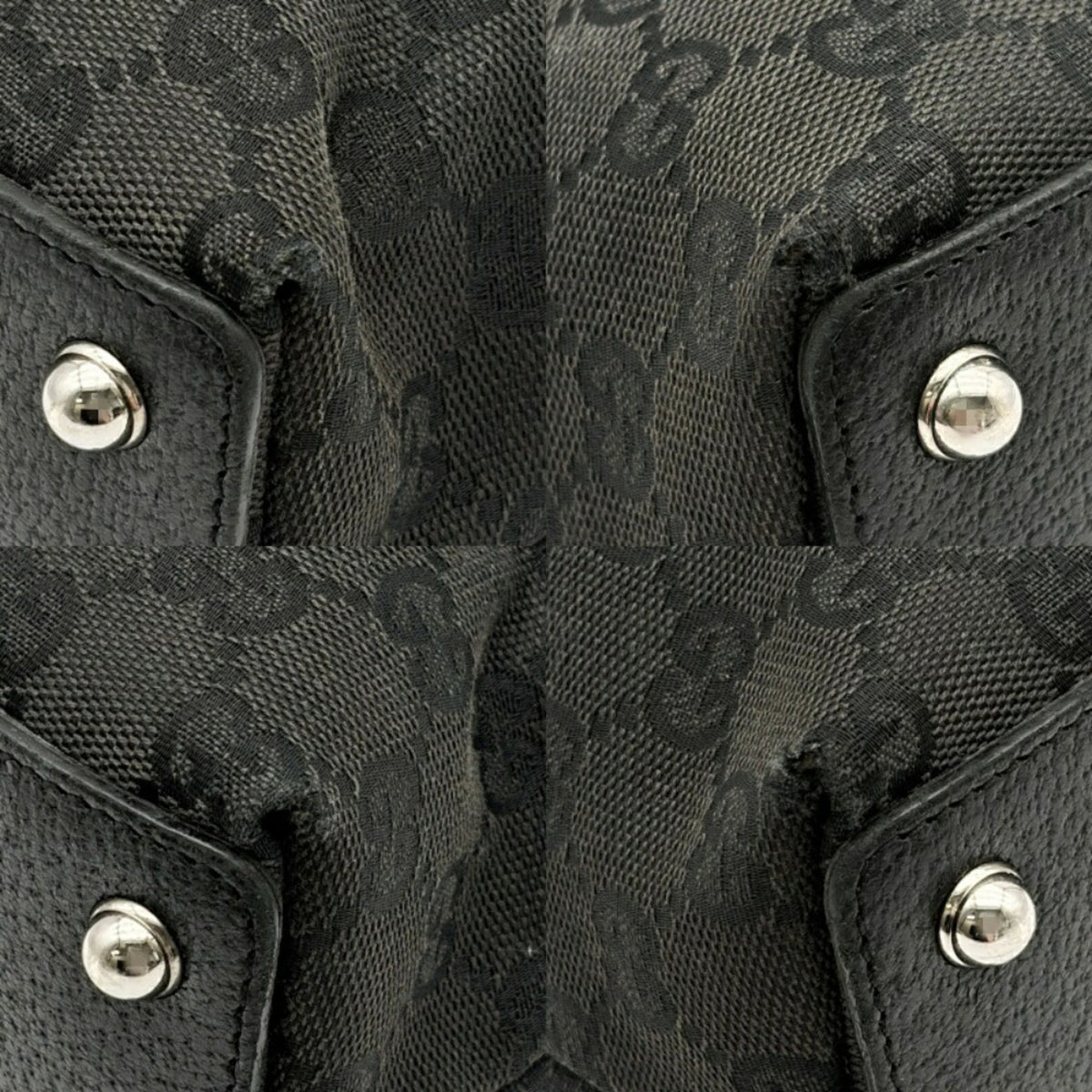 Gucci Gg Canvas Black Gg Canvas Leather Tote Bag (Pre-Owned)