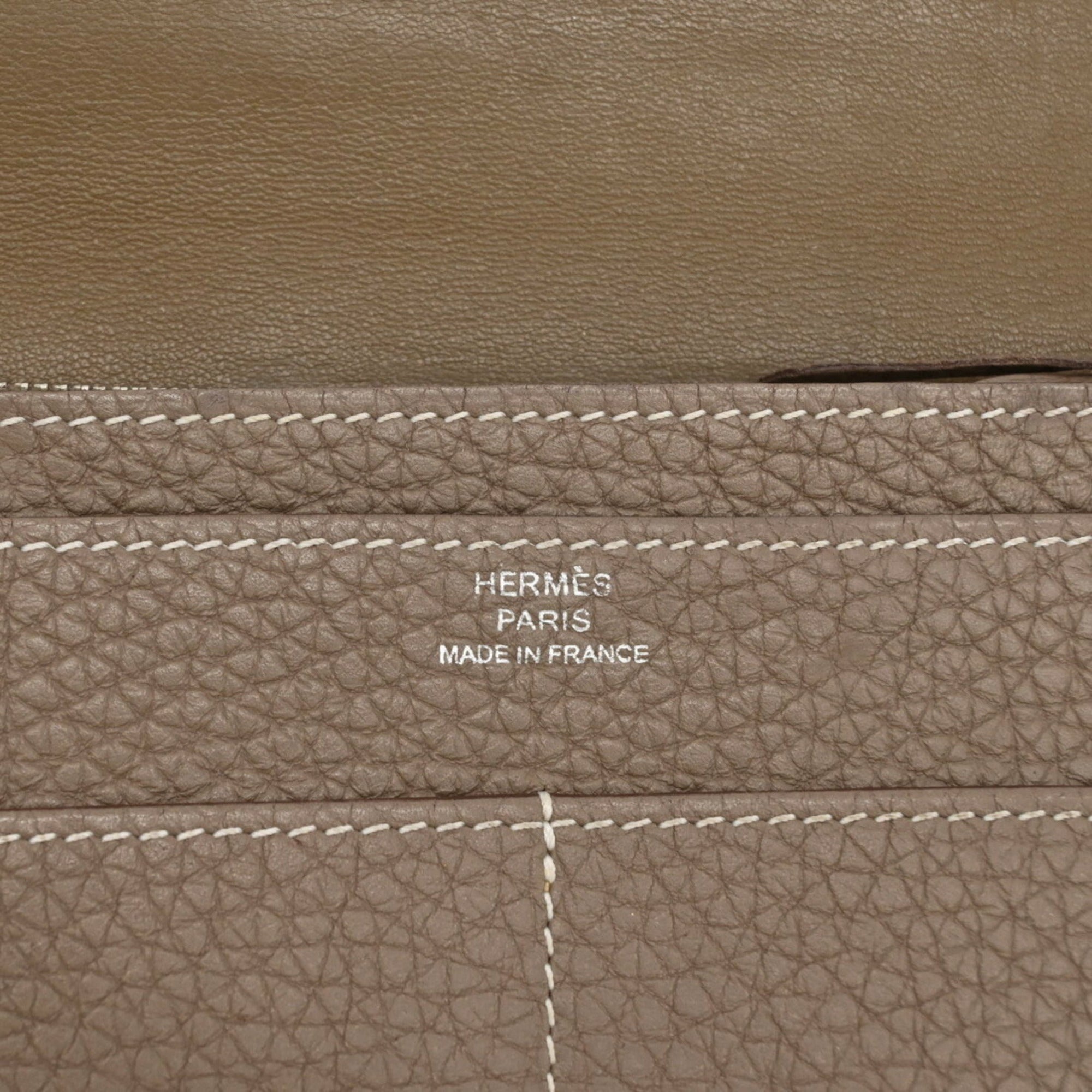 Hermes Dogon Duo Etoupe Gray Grayish Togo Leather Long Wallet (Bi-Fold) (Pre-Owned)