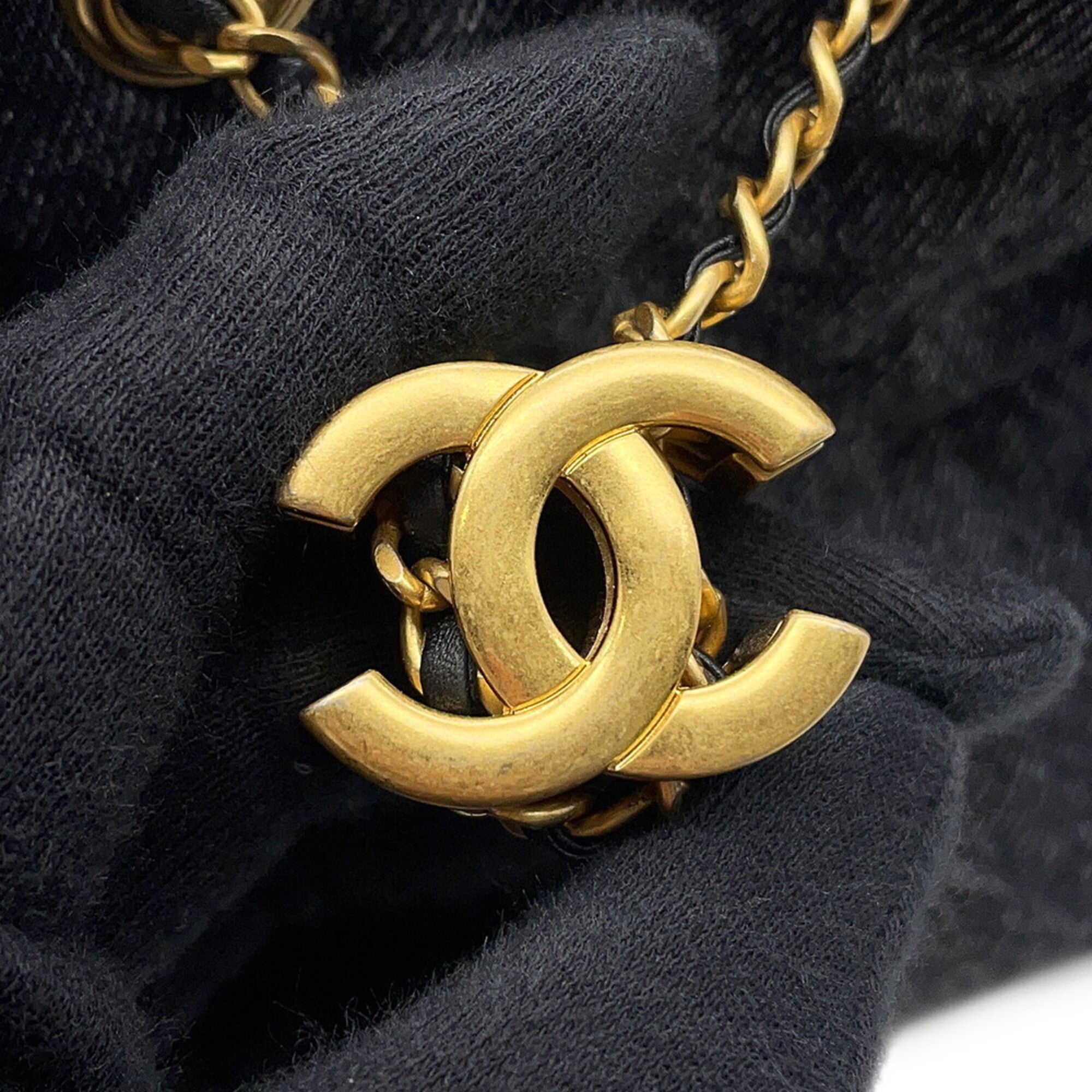 Chanel Black Denim Handbag Shoulder Bag (Pre-Owned)