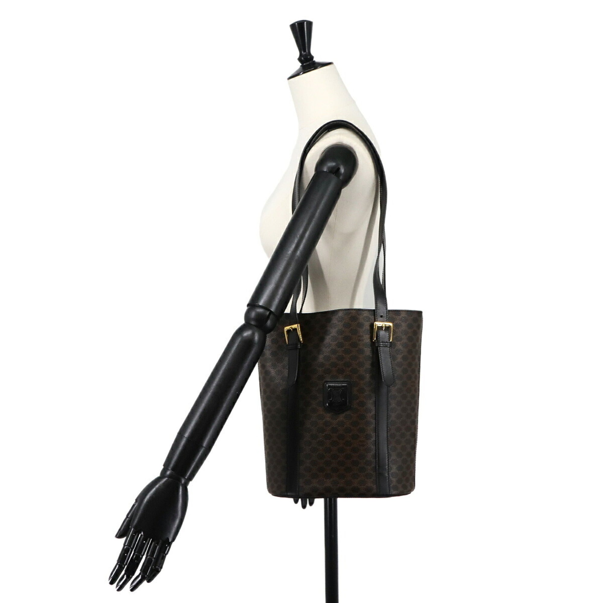Celine Macadam Black Brown Pvc Leather Handbag Tote Bag (Pre-Owned)