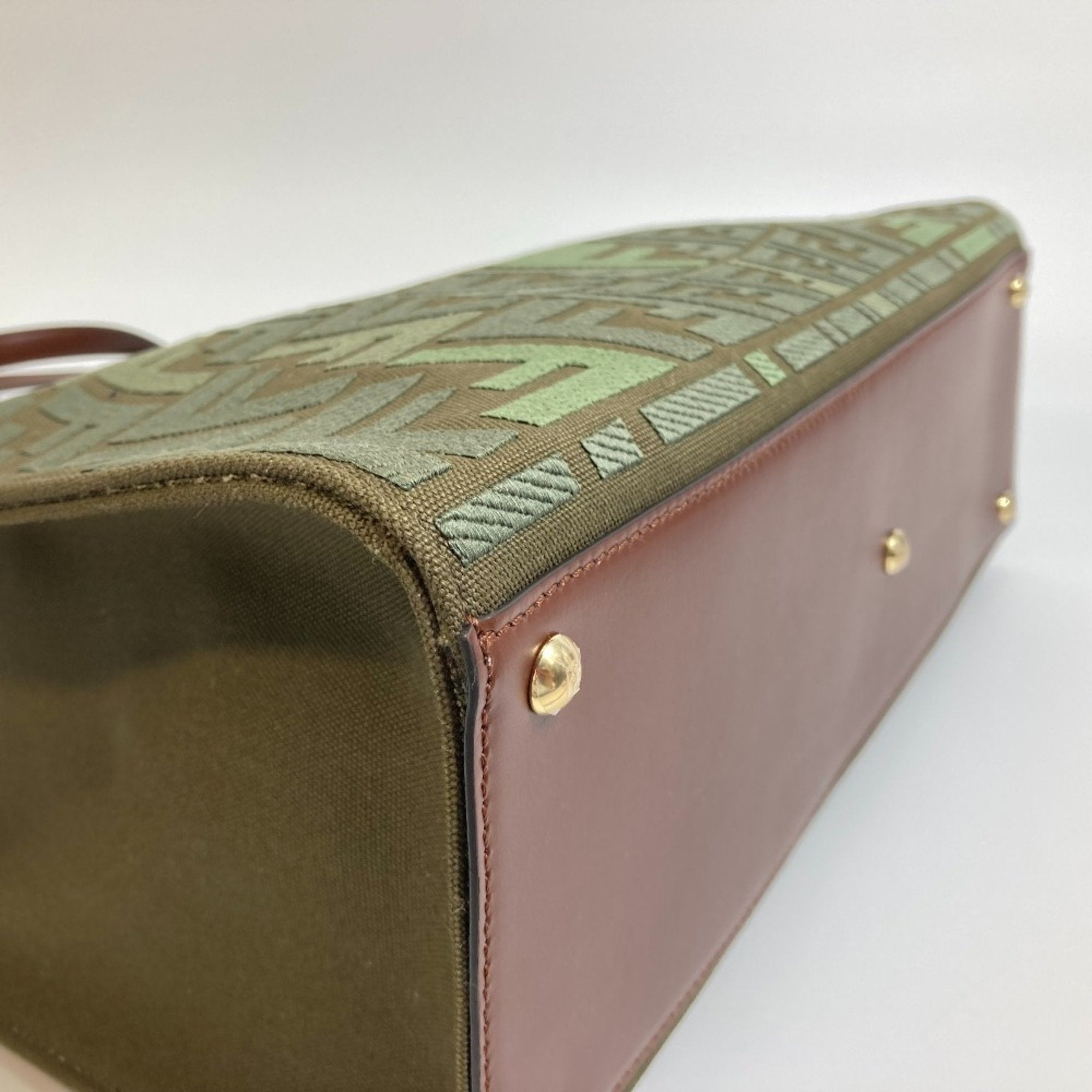 Fendi Green Cotton Shoulder Bag Tote Bag (Pre-Owned)