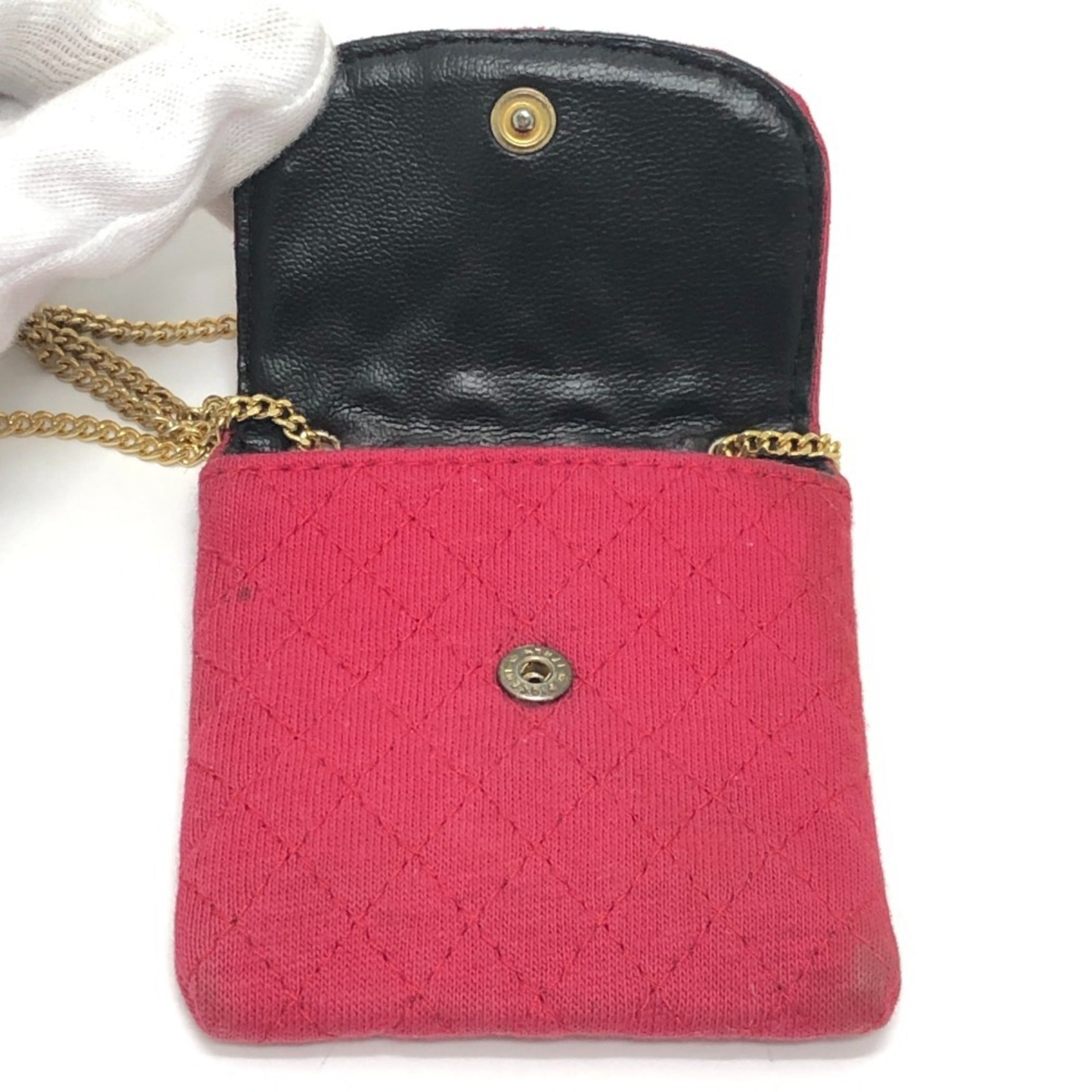 Chanel Red Color Jersey Pouch Shoulder Bag (Pre-Owned)