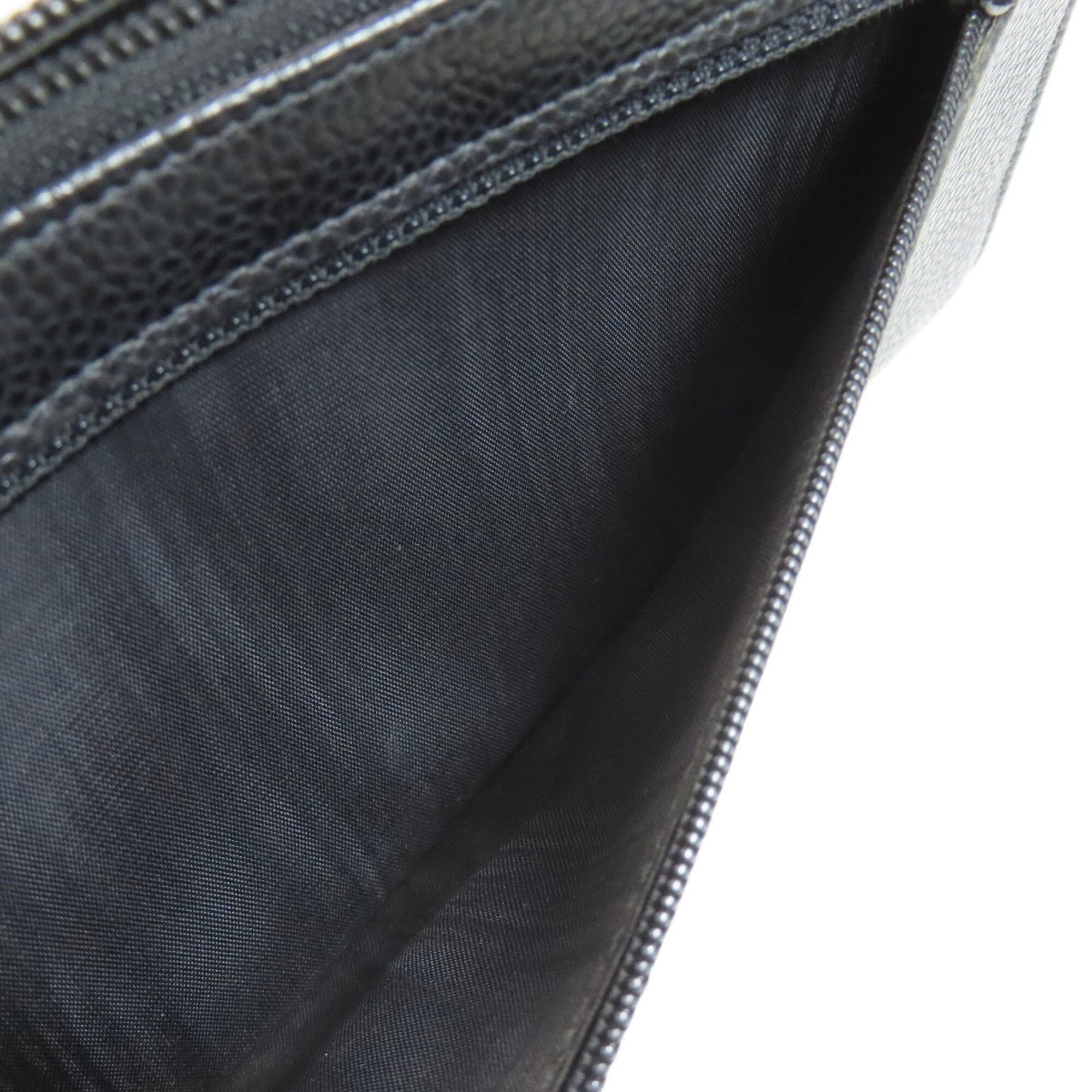 Chanel Black Grained Calfskin Long Wallet (Bi-Fold) (Pre-Owned)