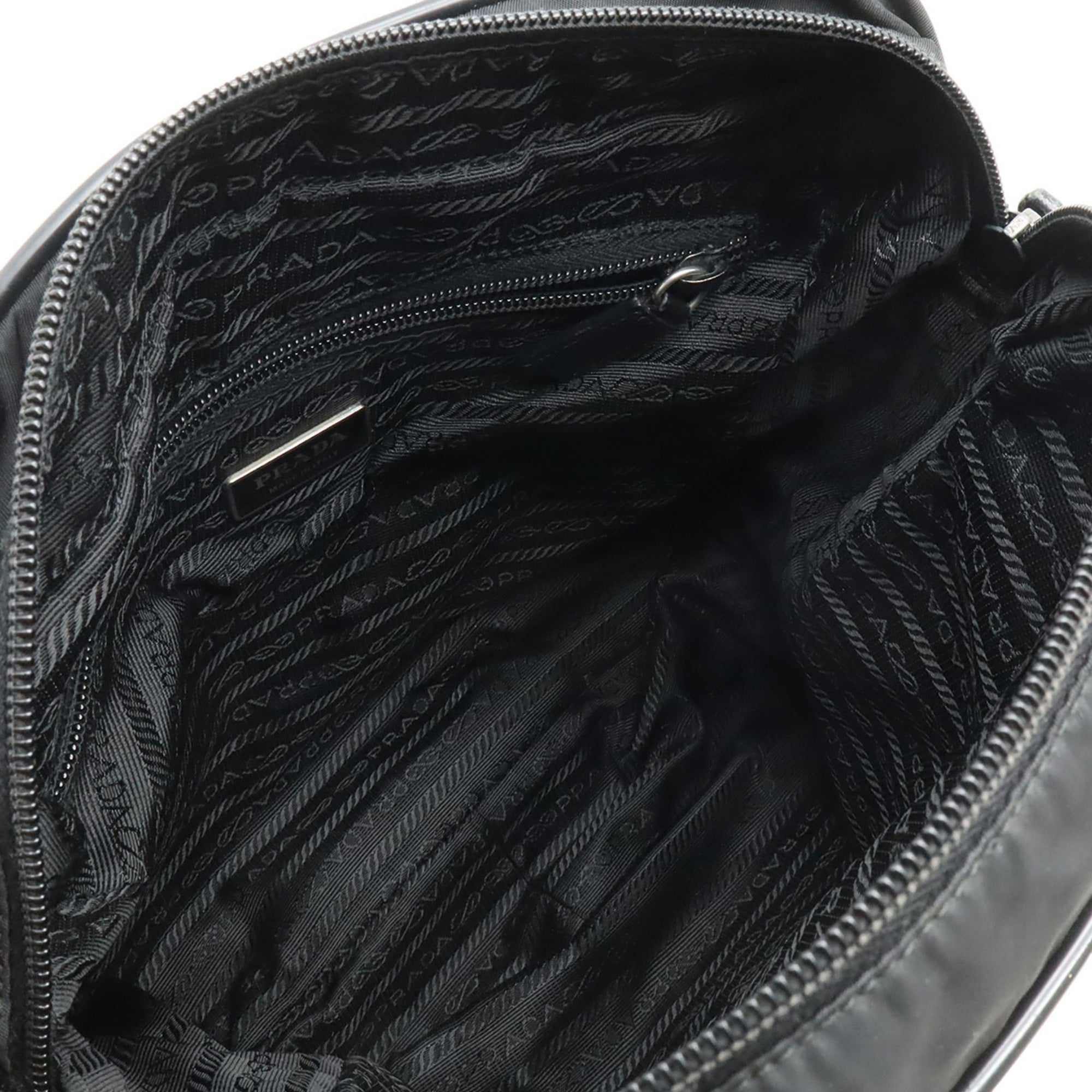 Prada Black Nero Nylon Leather Messenger Bag Shoulder Bag (Pre-Owned)