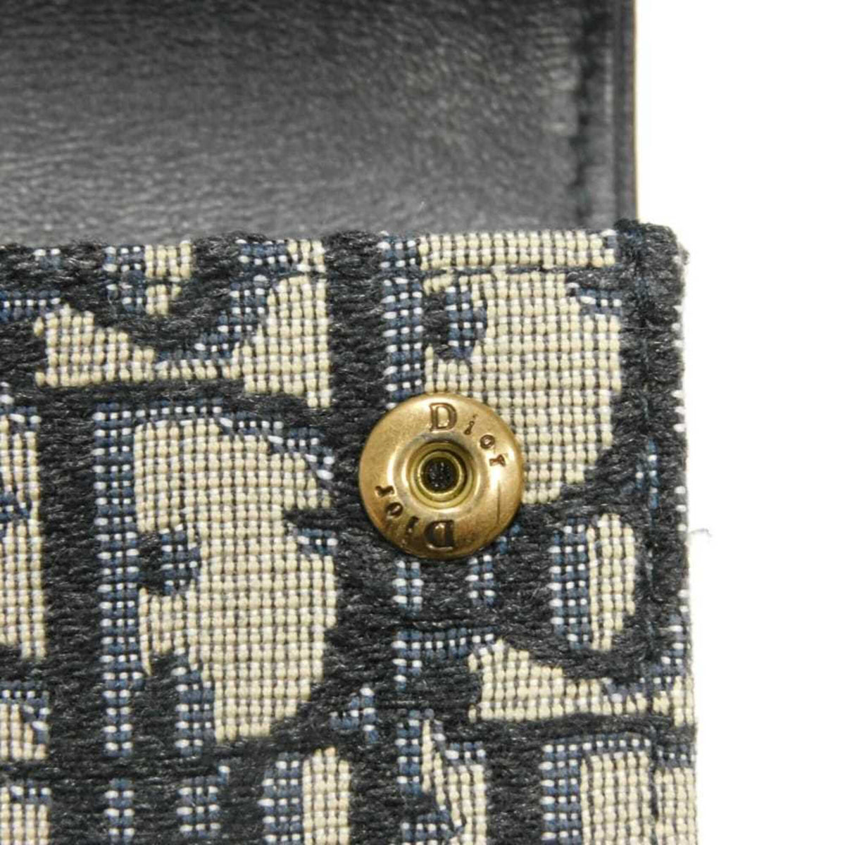 Christian Dior Beige Black Navy Canvas Leather Coin Purse/Coin Case (Pre-Owned)