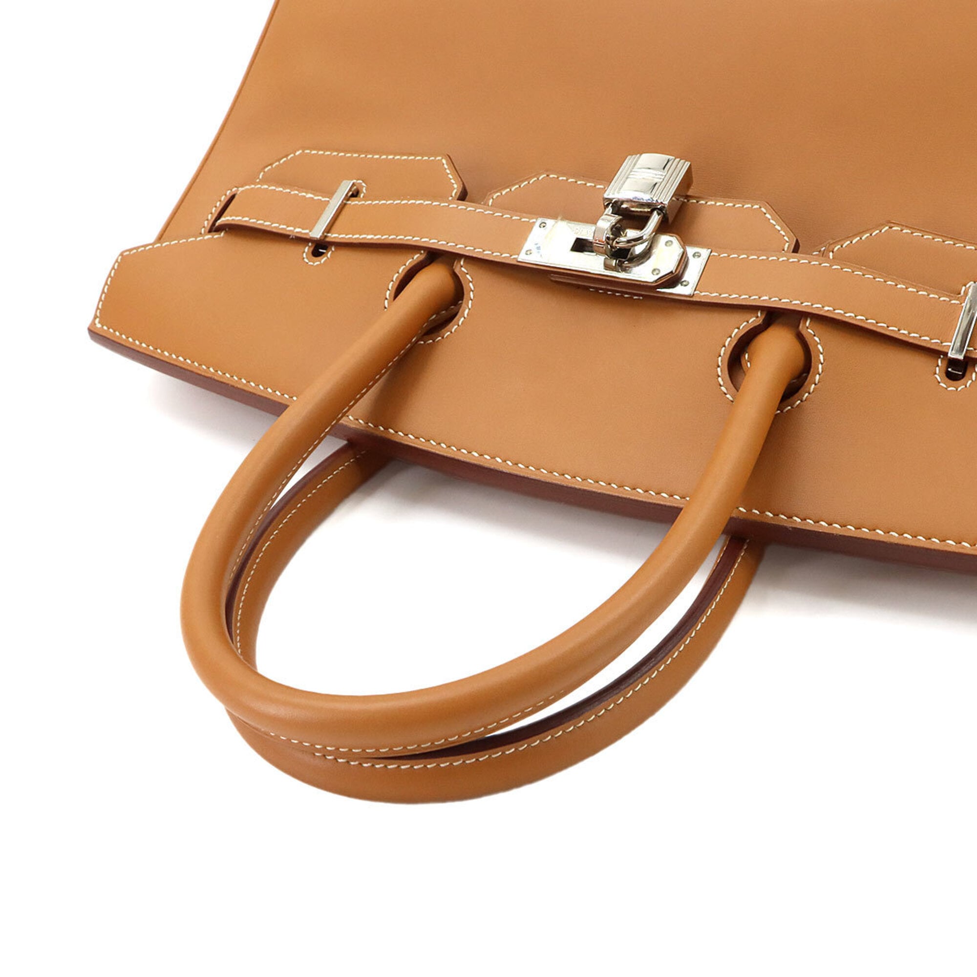 Hermes Green Natural Barenia Leather Handbag (Pre-Owned)