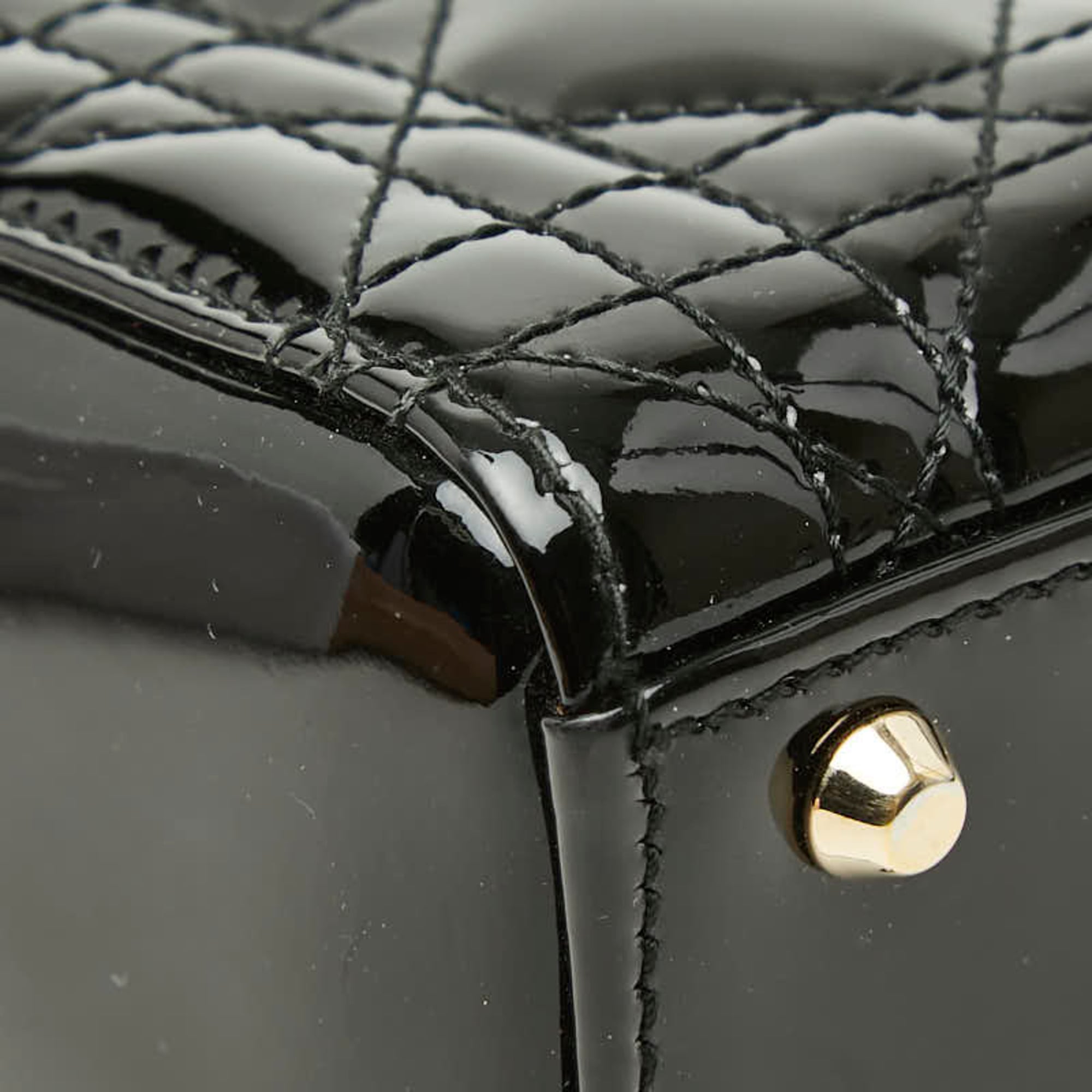 Christian Dior Black Patent Leather Handbag Shoulder Bag (Pre-Owned)