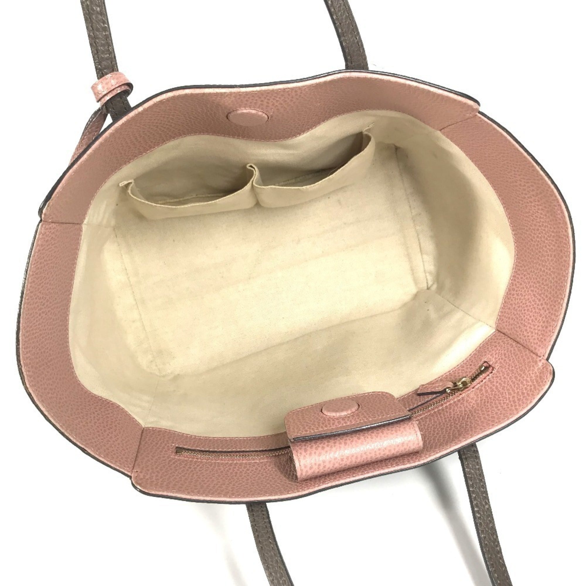 Gucci Gray Pink Leather Shoulder Bag Tote Bag (Pre-Owned)