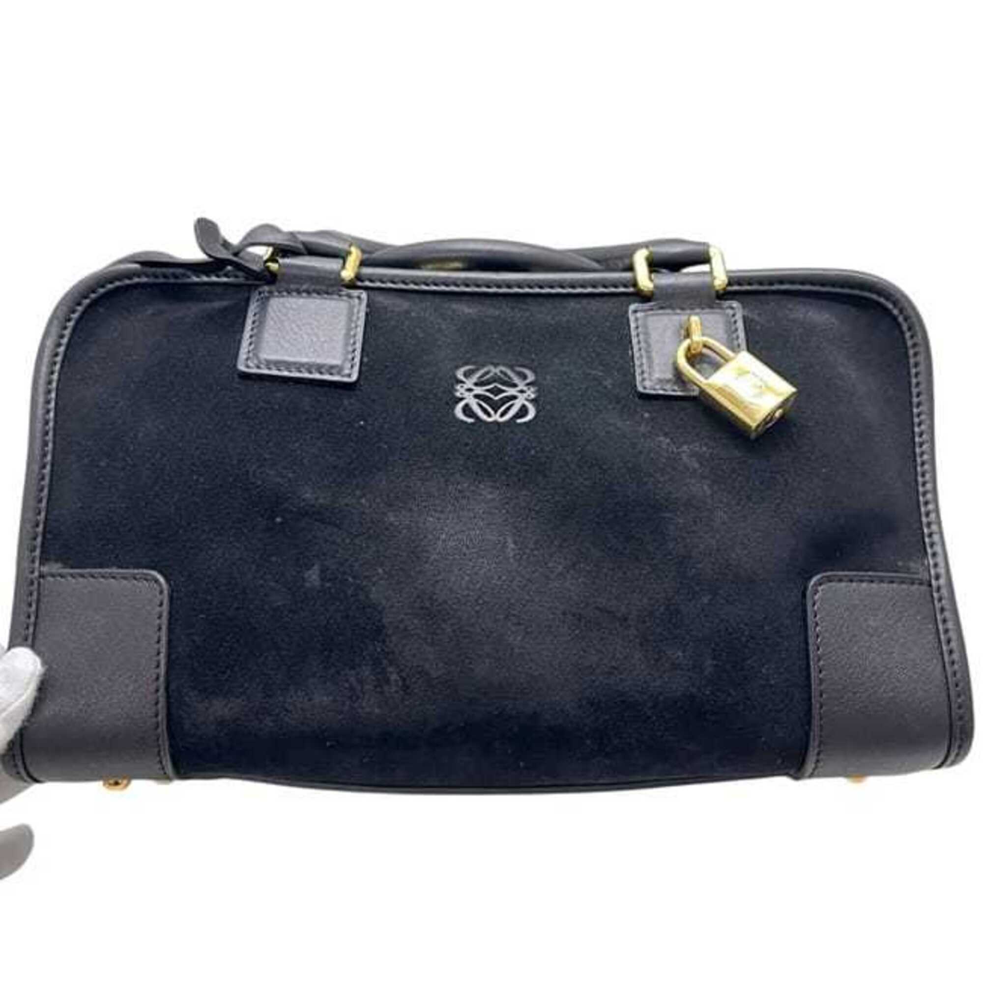 Loewe Amazona Black Suede Leather Handbag (Pre-Owned)