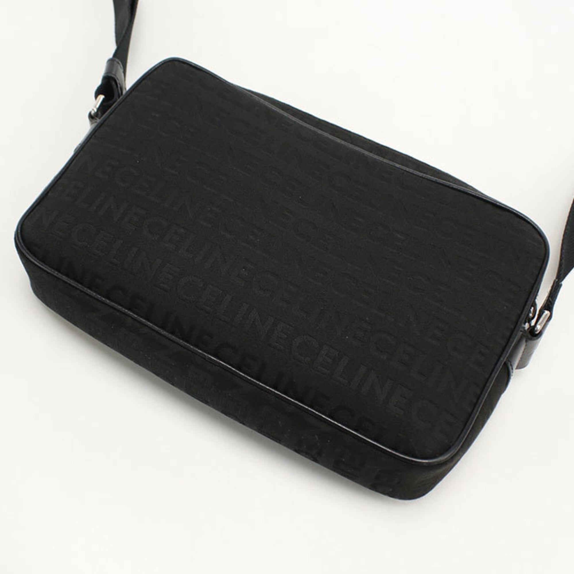 Celine Black Canvas Messenger Bag Shoulder Bag (Pre-Owned)