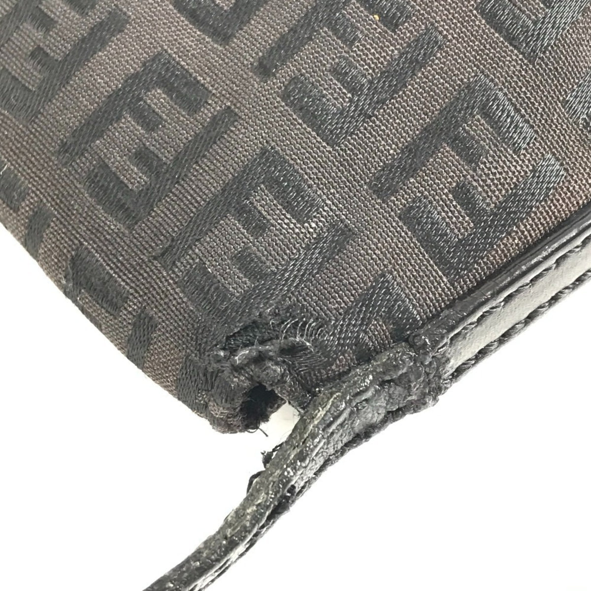 Fendi Black Zucchino Leather Canvas Pochette Shoulder Bag (Pre-Owned)