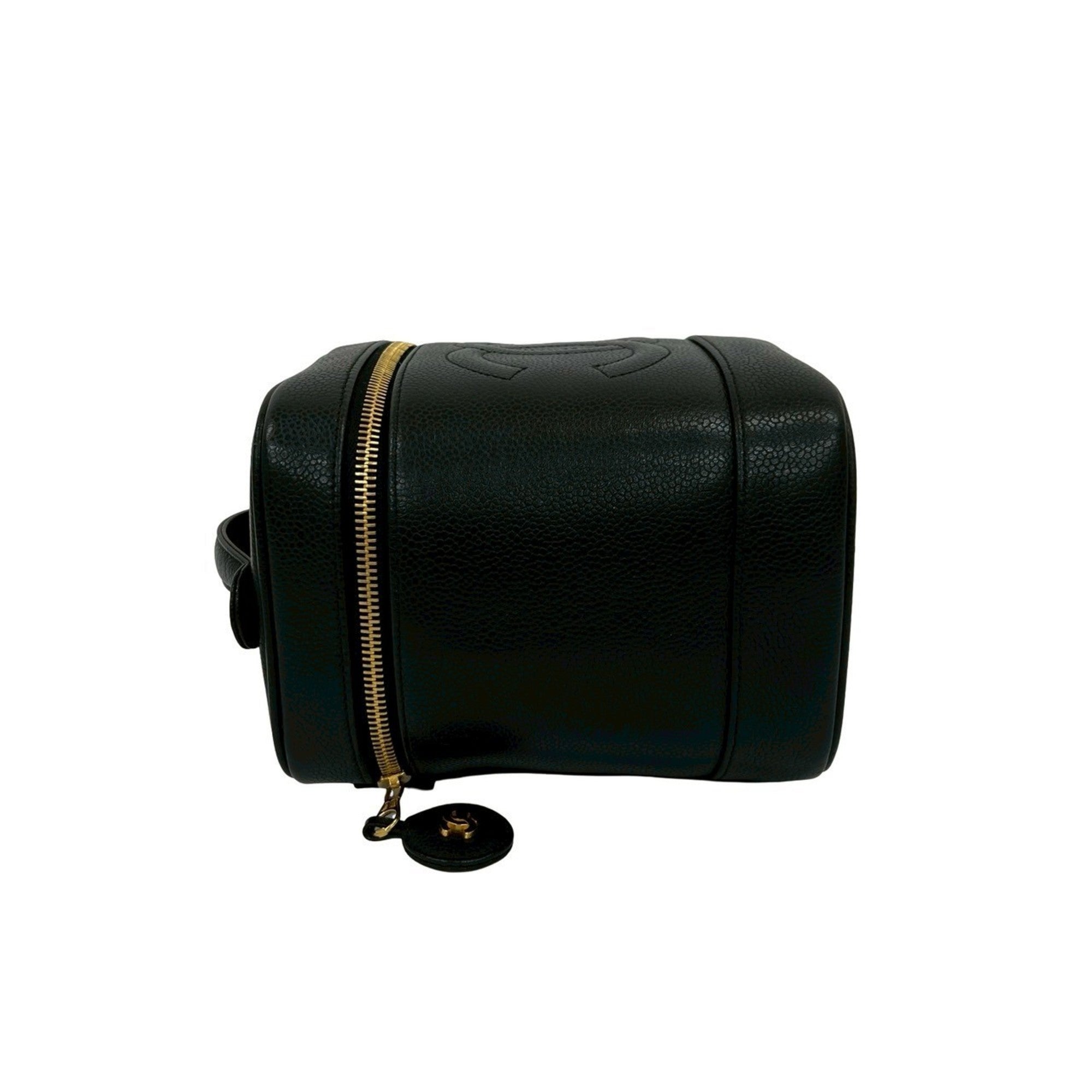 Chanel Black Grained Calfskin Handbag Vanity Bag (Pre-Owned)