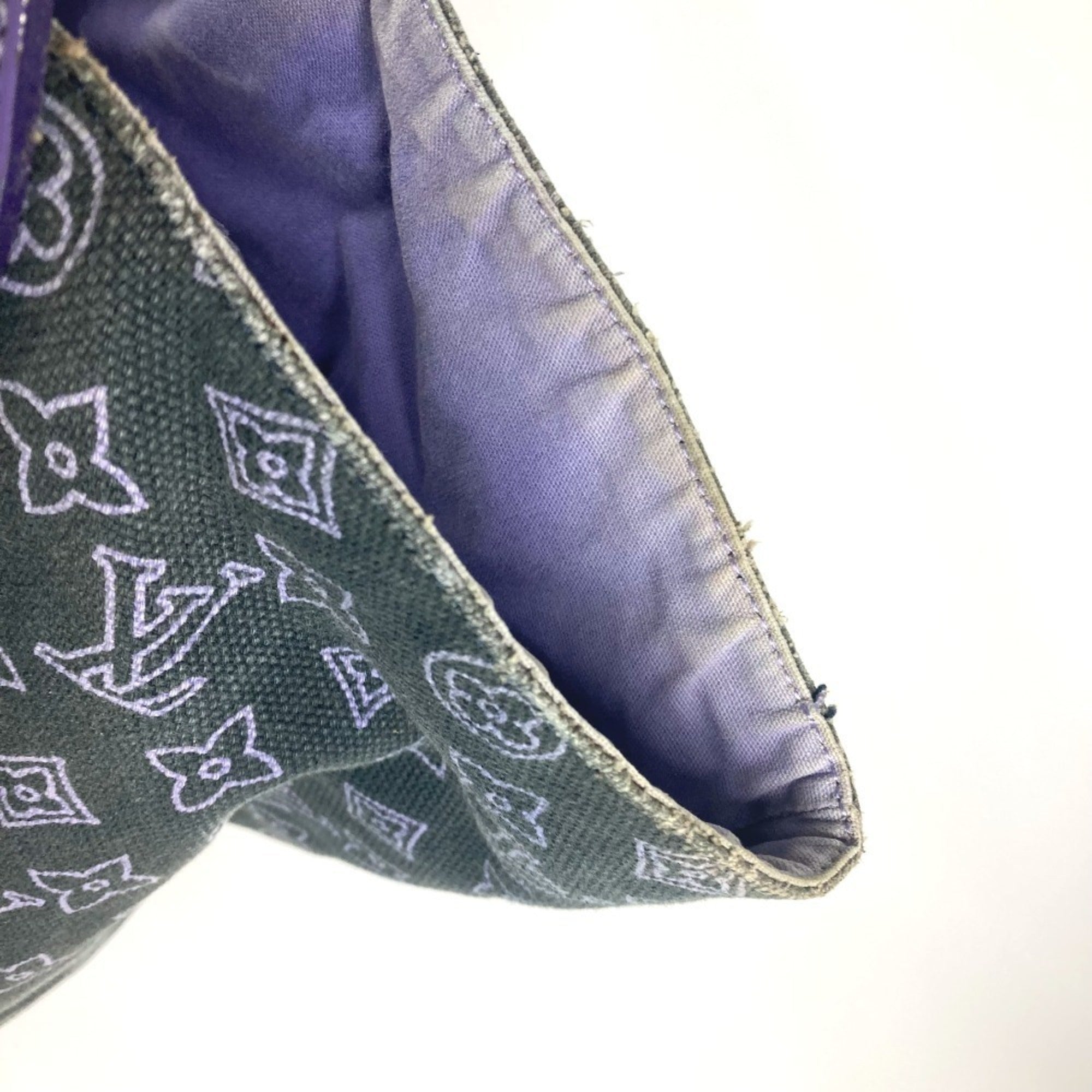 Louis Vuitton Purple Leather Canvas Shoulder Bag Tote Bag (Pre-Owned)