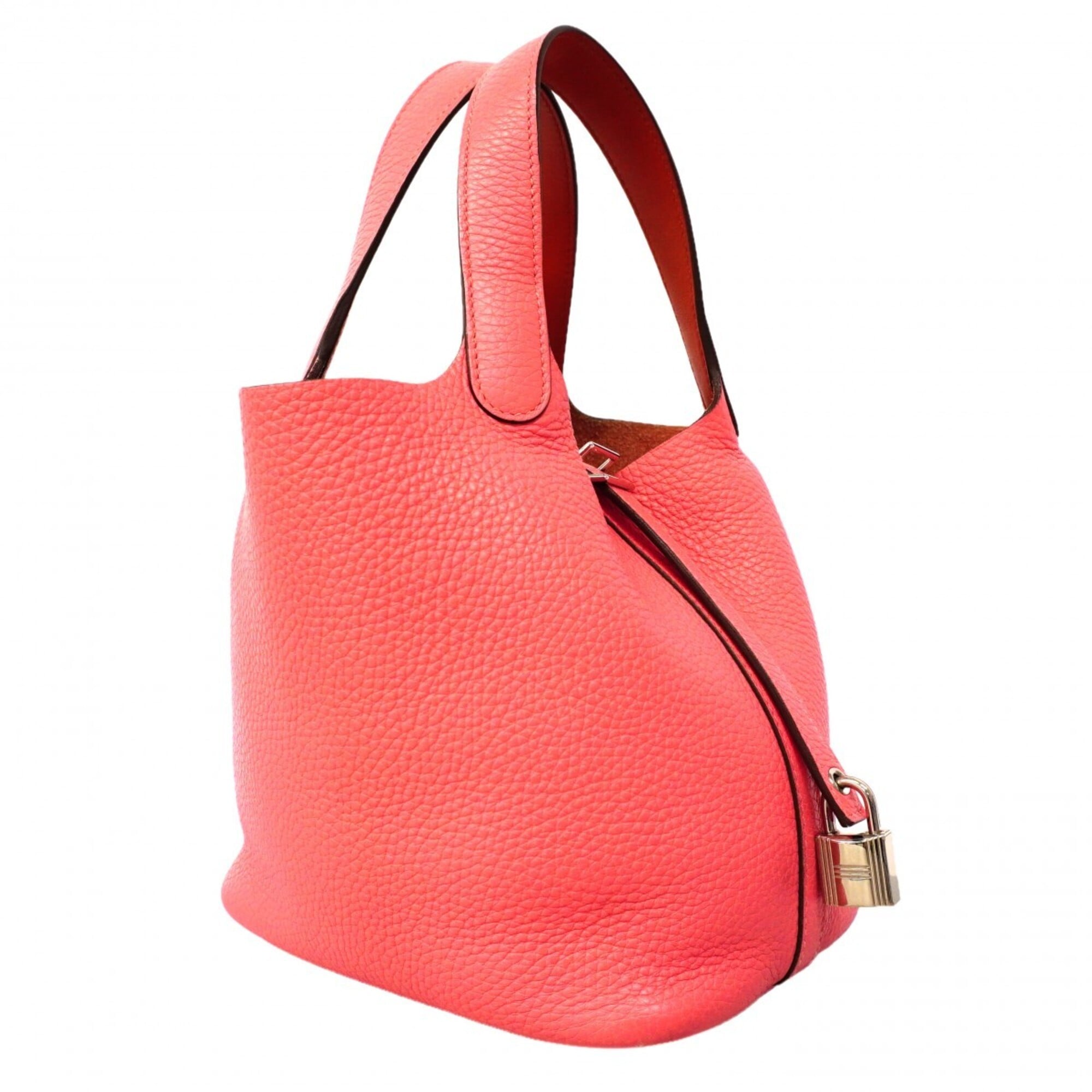 Hermes Rose Azalee Taurillon Clemence Leather Handbag (Pre-Owned)