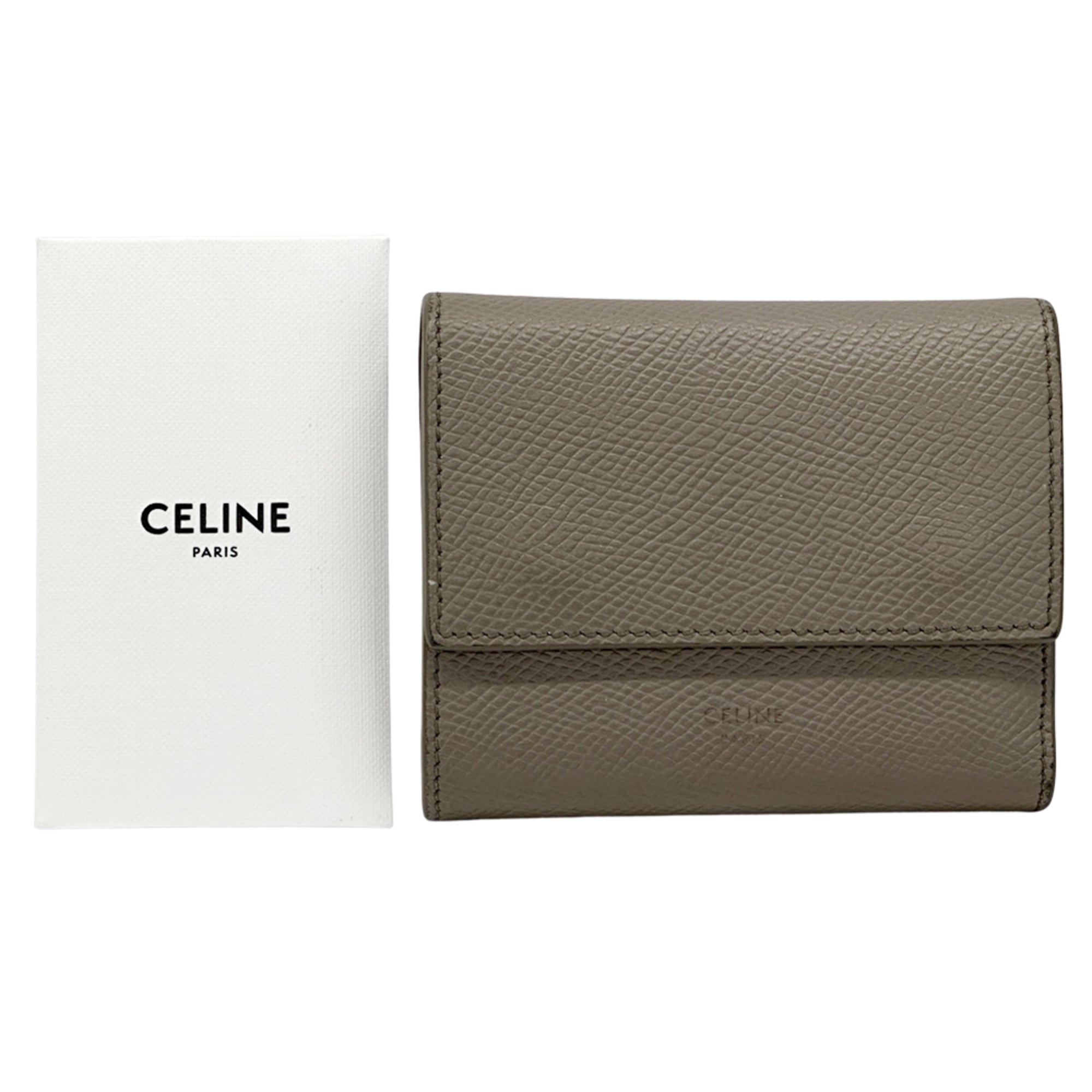 Celine Gray Leather Wallet (Tri-Fold) (Pre-Owned)
