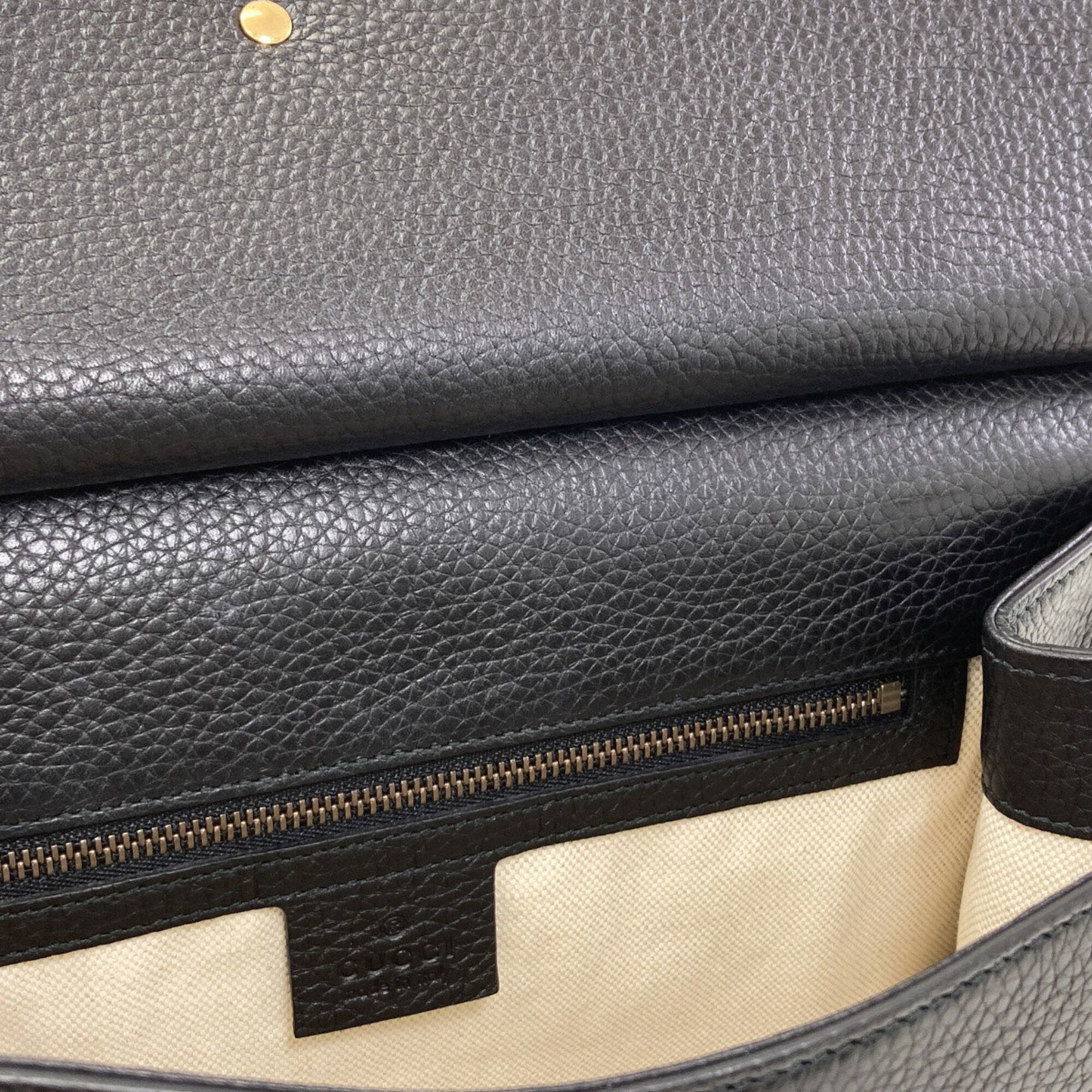 Gucci Gg Marmont Black Leather Handbag (Pre-Owned)