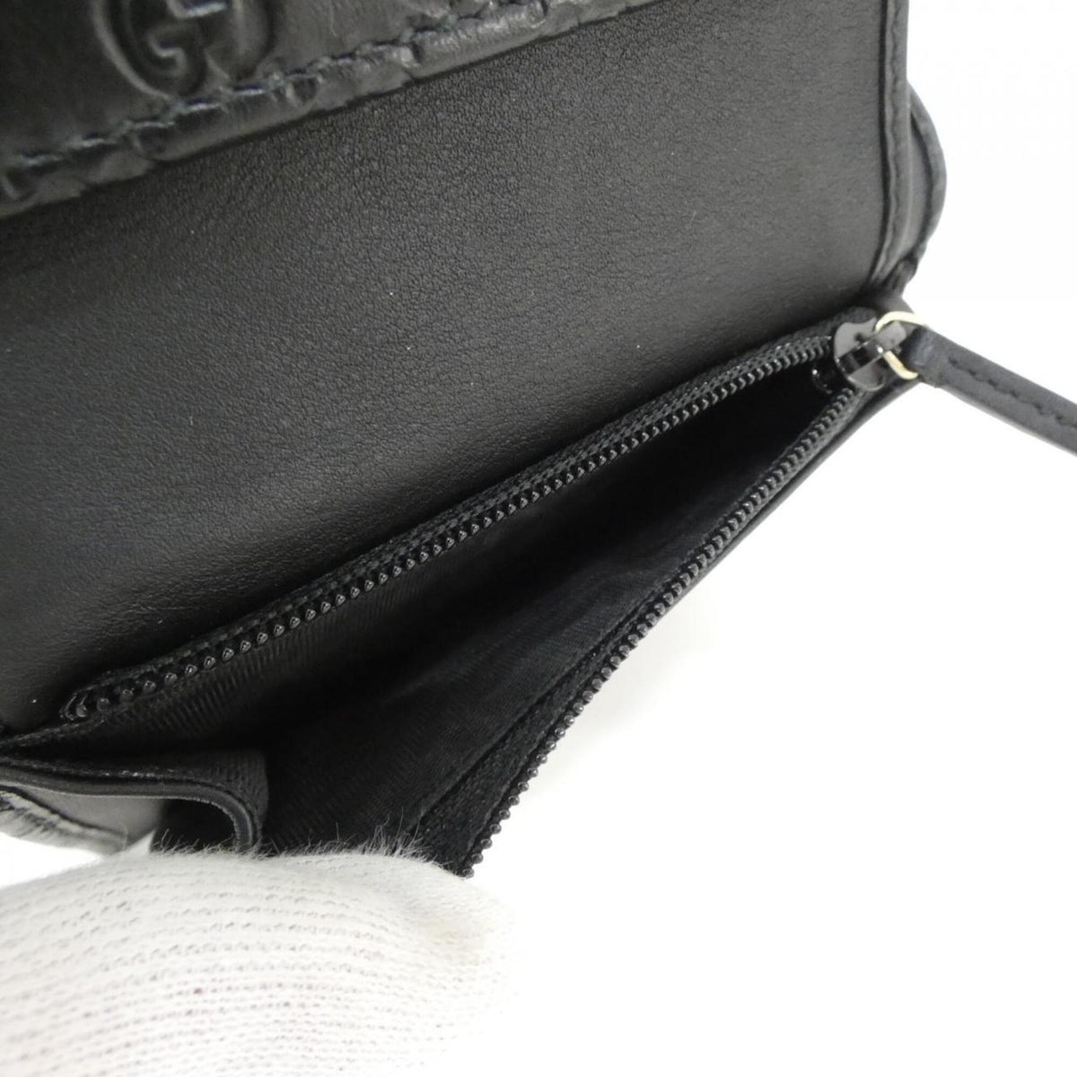 Gucci Black Micro Gg Leather Wallet (Tri-Fold) (Pre-Owned)