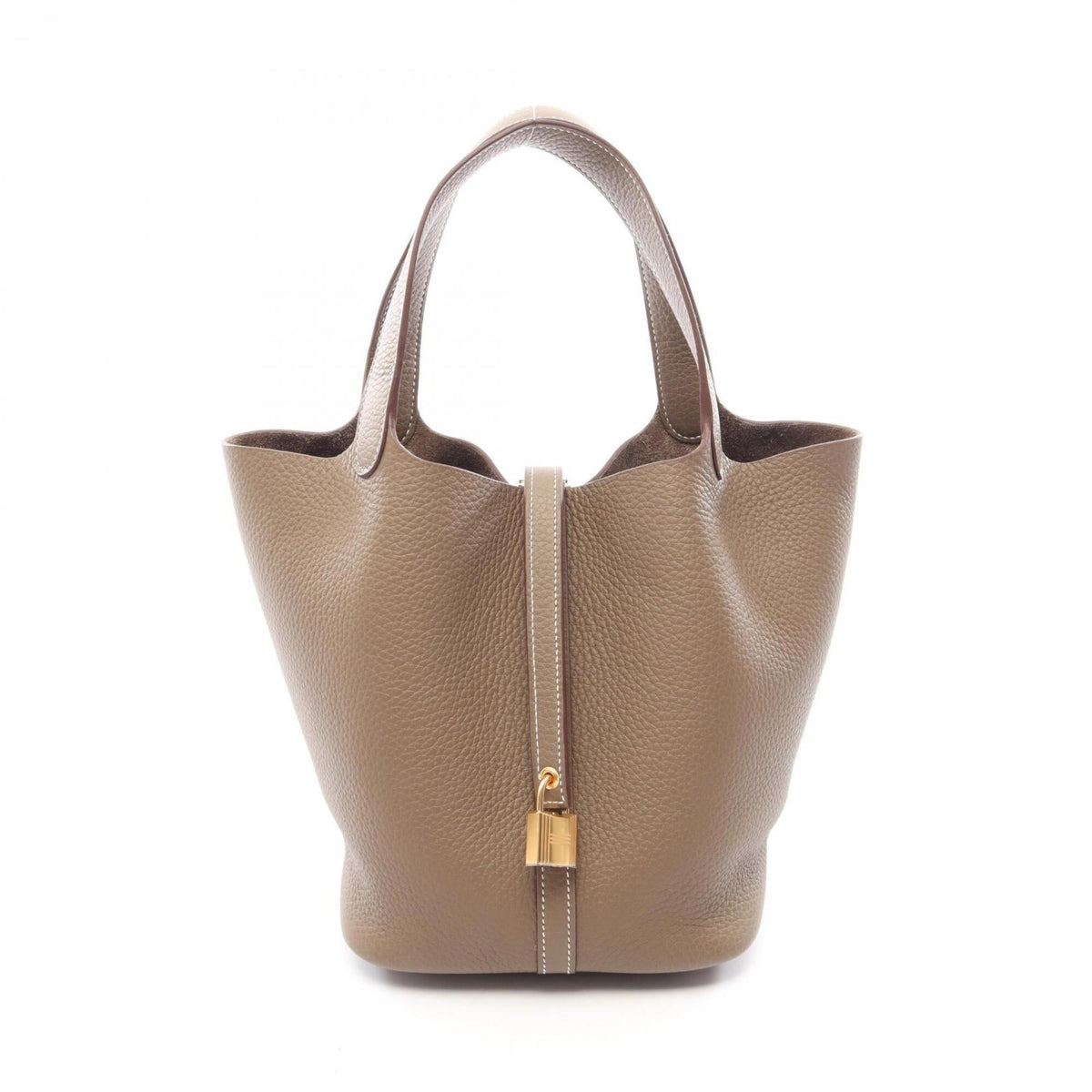 Hermes Etoupe Gray Gray Taurillon Clemence Leather Leather Handbag (Pre-Owned)