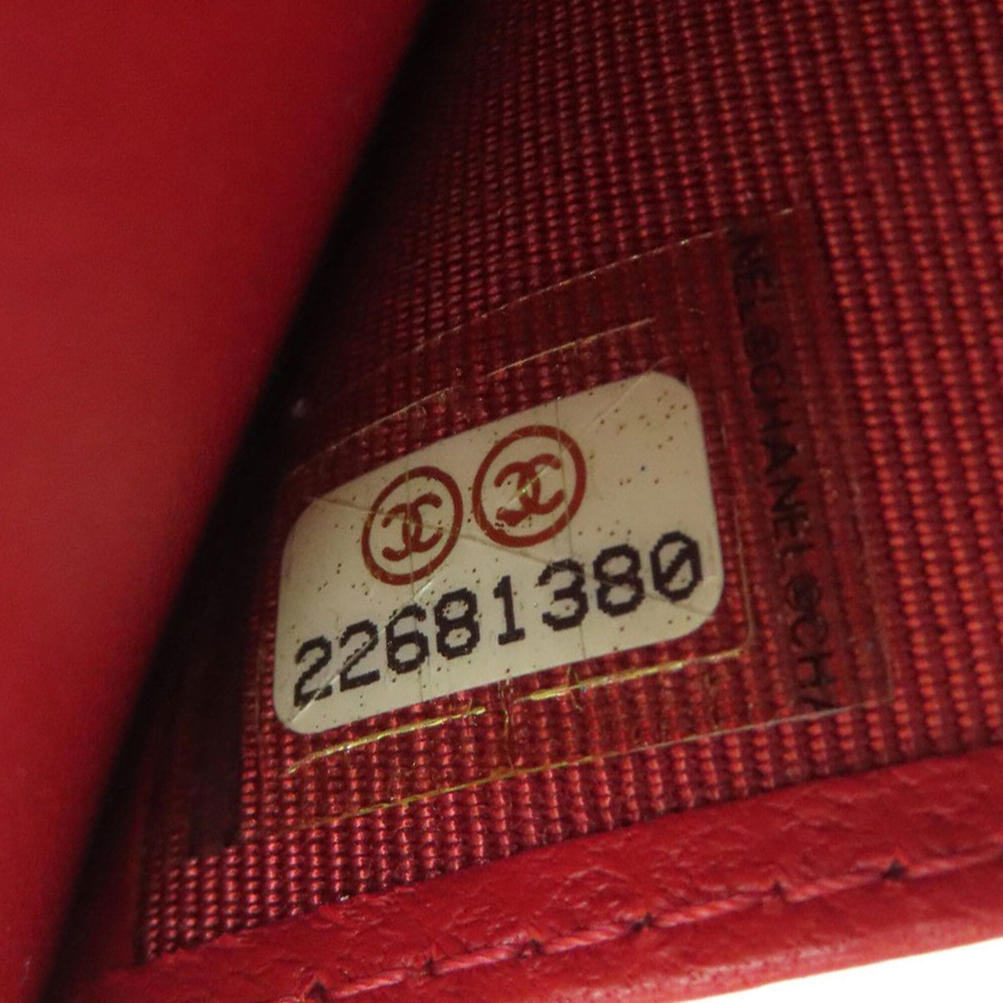 Chanel Red Color Leather Wallet (Bi-Fold) (Pre-Owned)