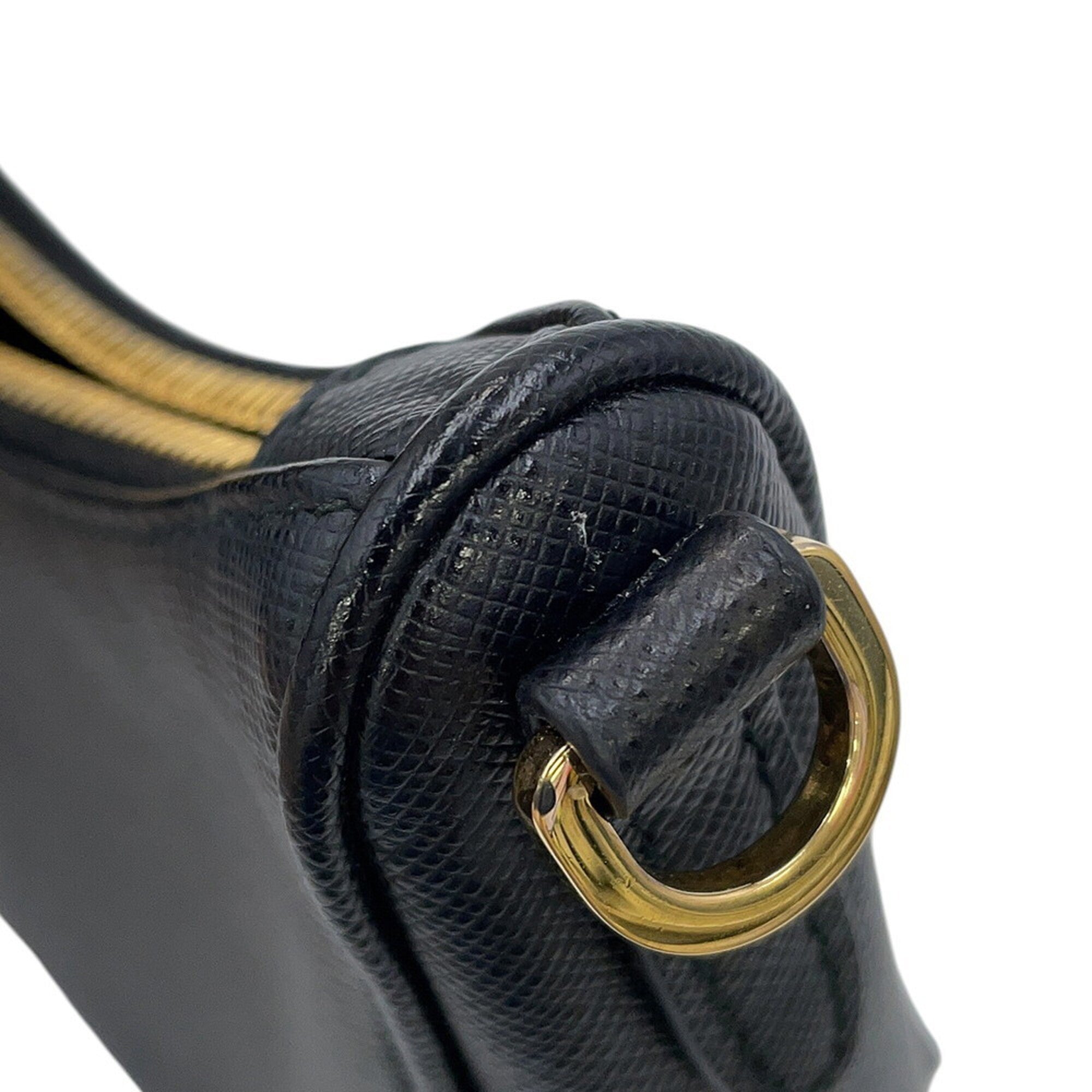 Prada Black Saffiano Triangle Leather Shoulder Bag (Pre-Owned)