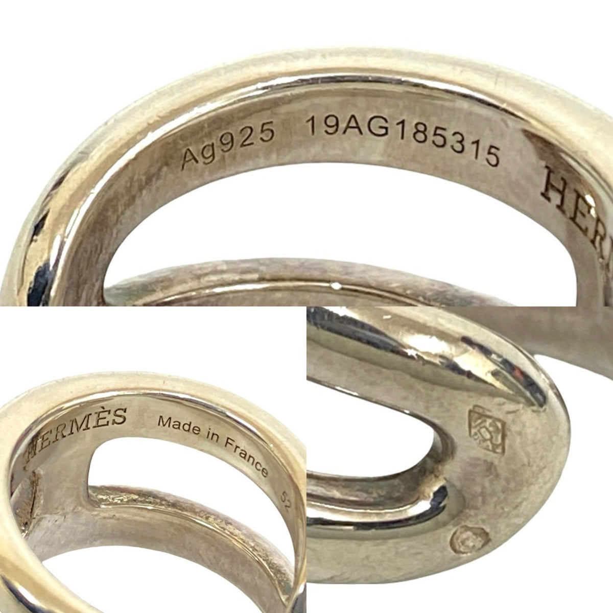 Hermes Silver Silver 925 Band Ring (Pre-Owned)